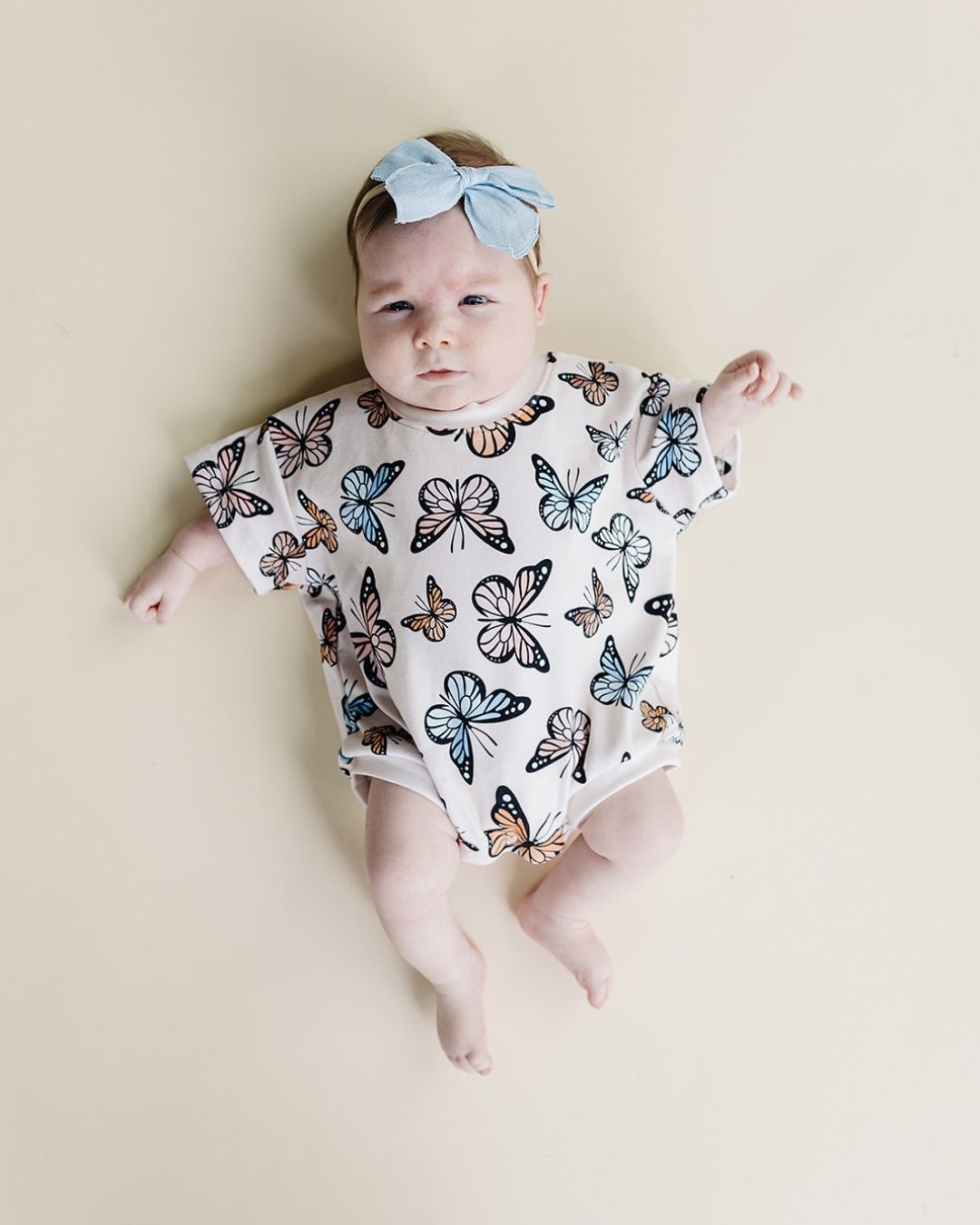 LPK Short Sleeve Bubble Romper - Butterflies - Atara & Co