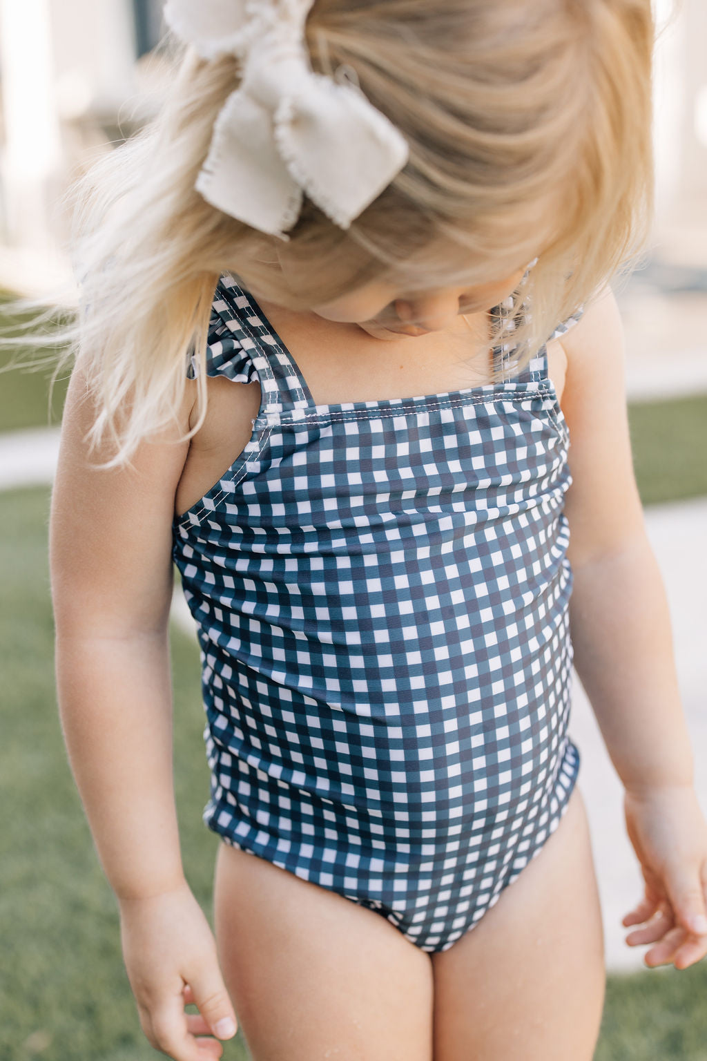 Mebie Baby Navy Gingham One-Piece