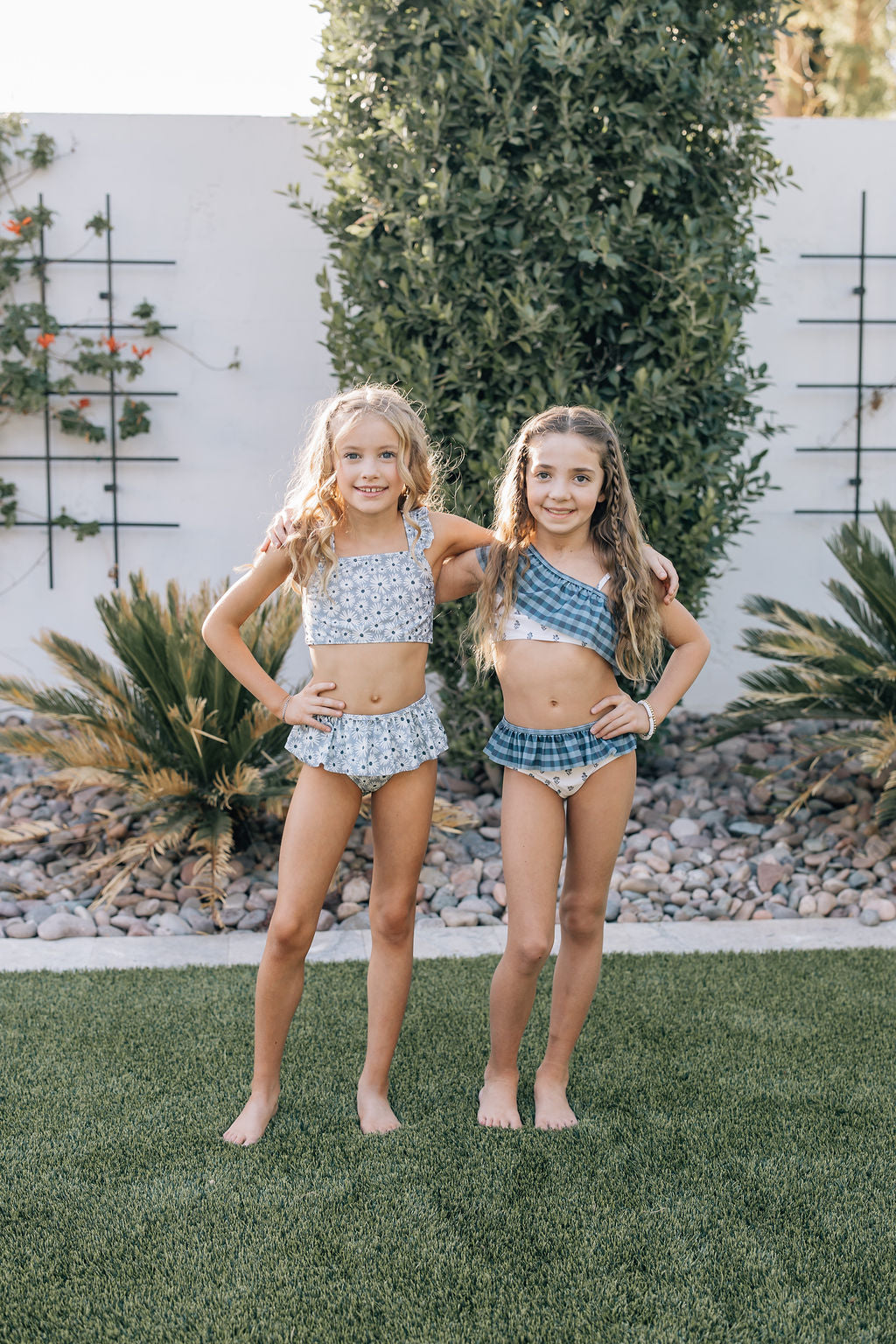Mebie Baby Cream Berry Ruffle Shoulder Bikini Set