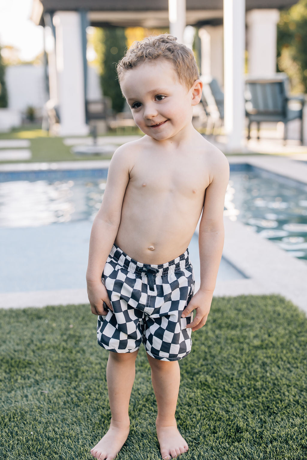 Mebie Baby Wavy Checkered Swim Shorts