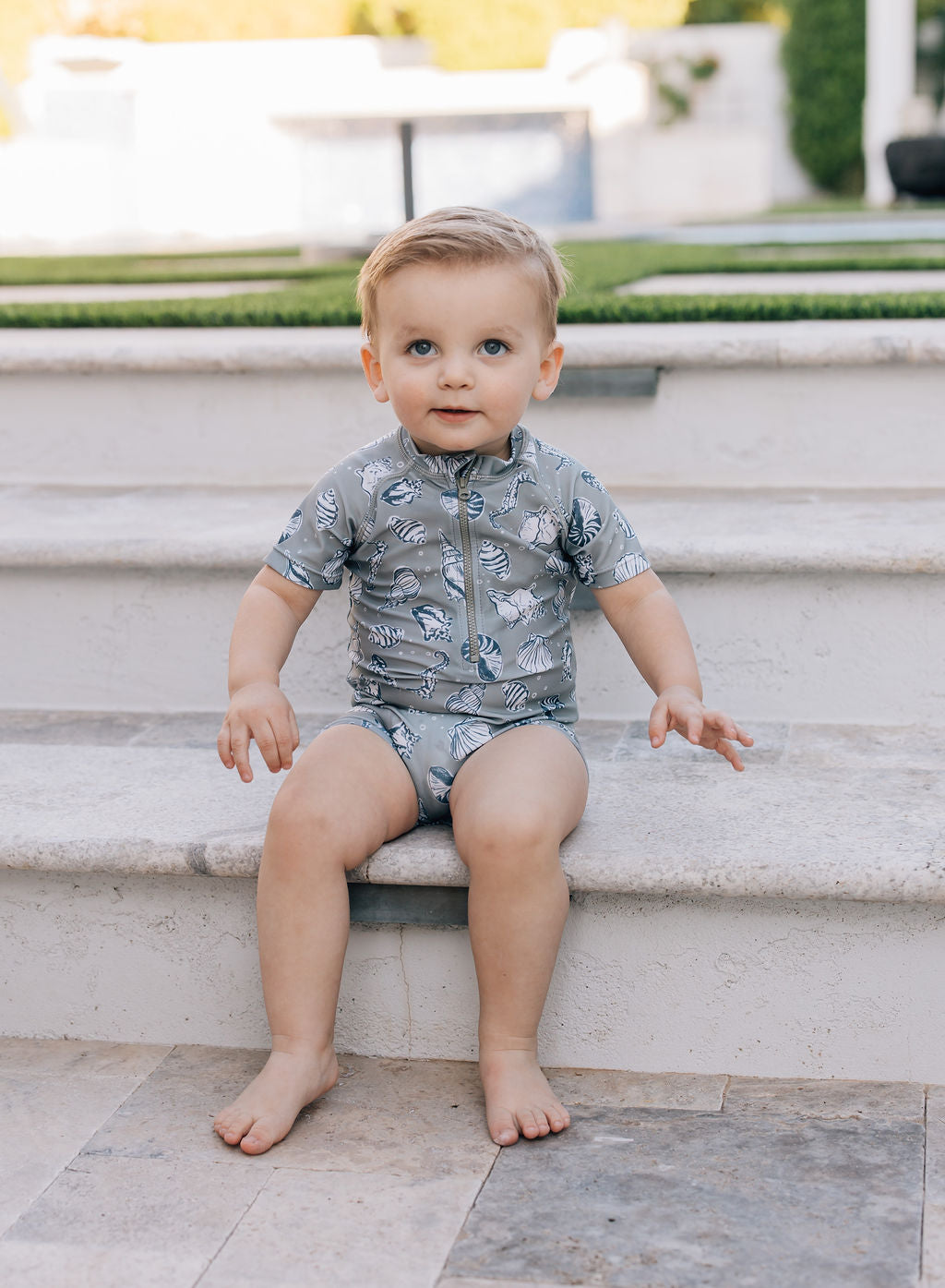Mebie Baby Sea Shell Zipper Swimsuit