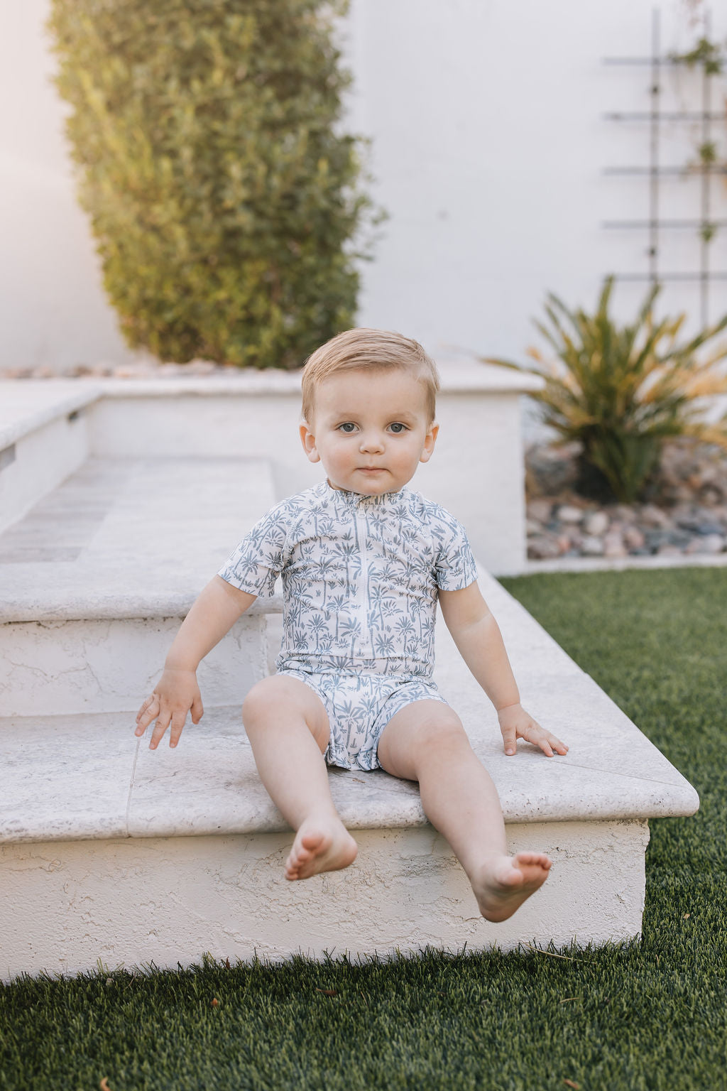 Mebie Baby Palm Tree Zipper Swimsuit