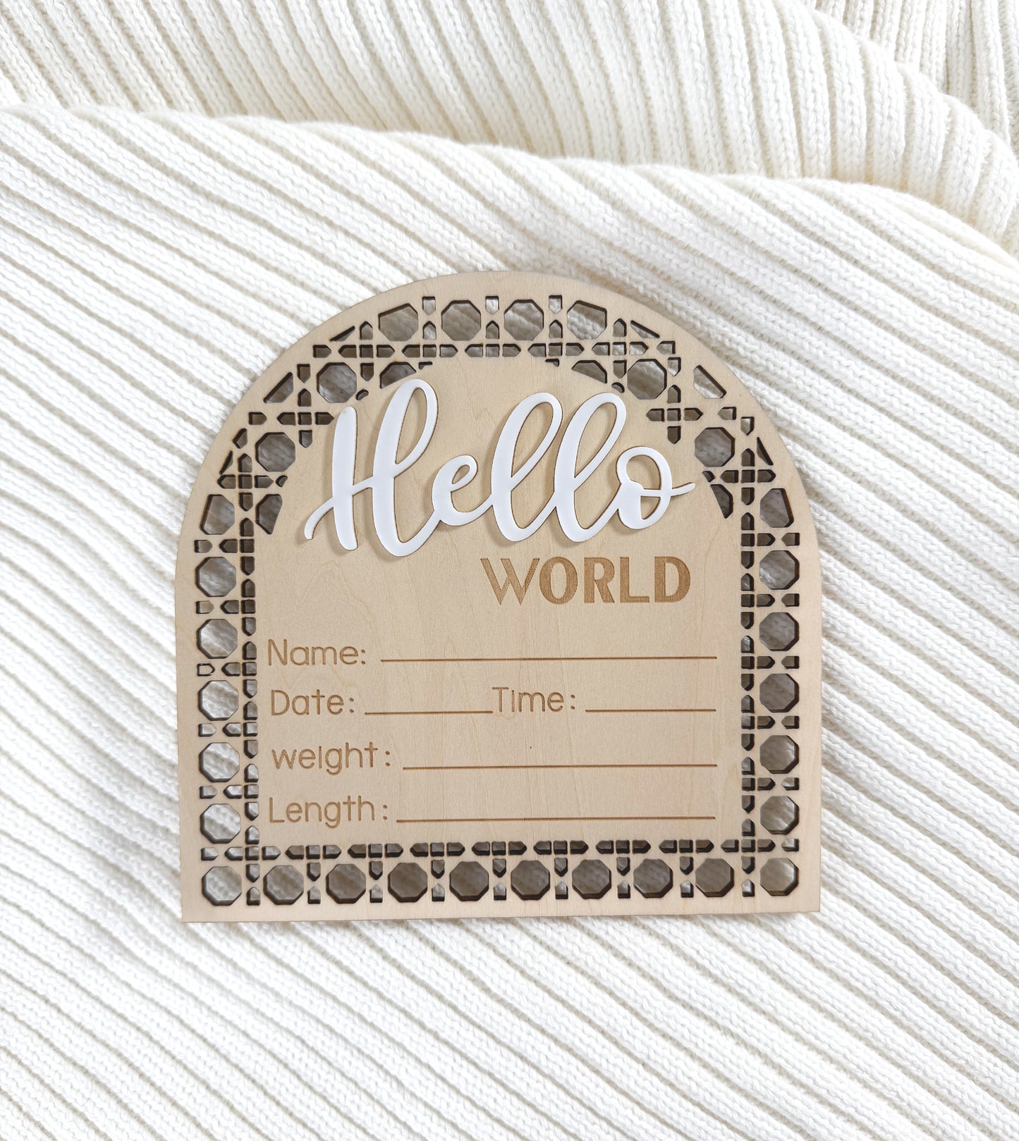 Hello World Newborn Wood Sign (5.5 Inches)