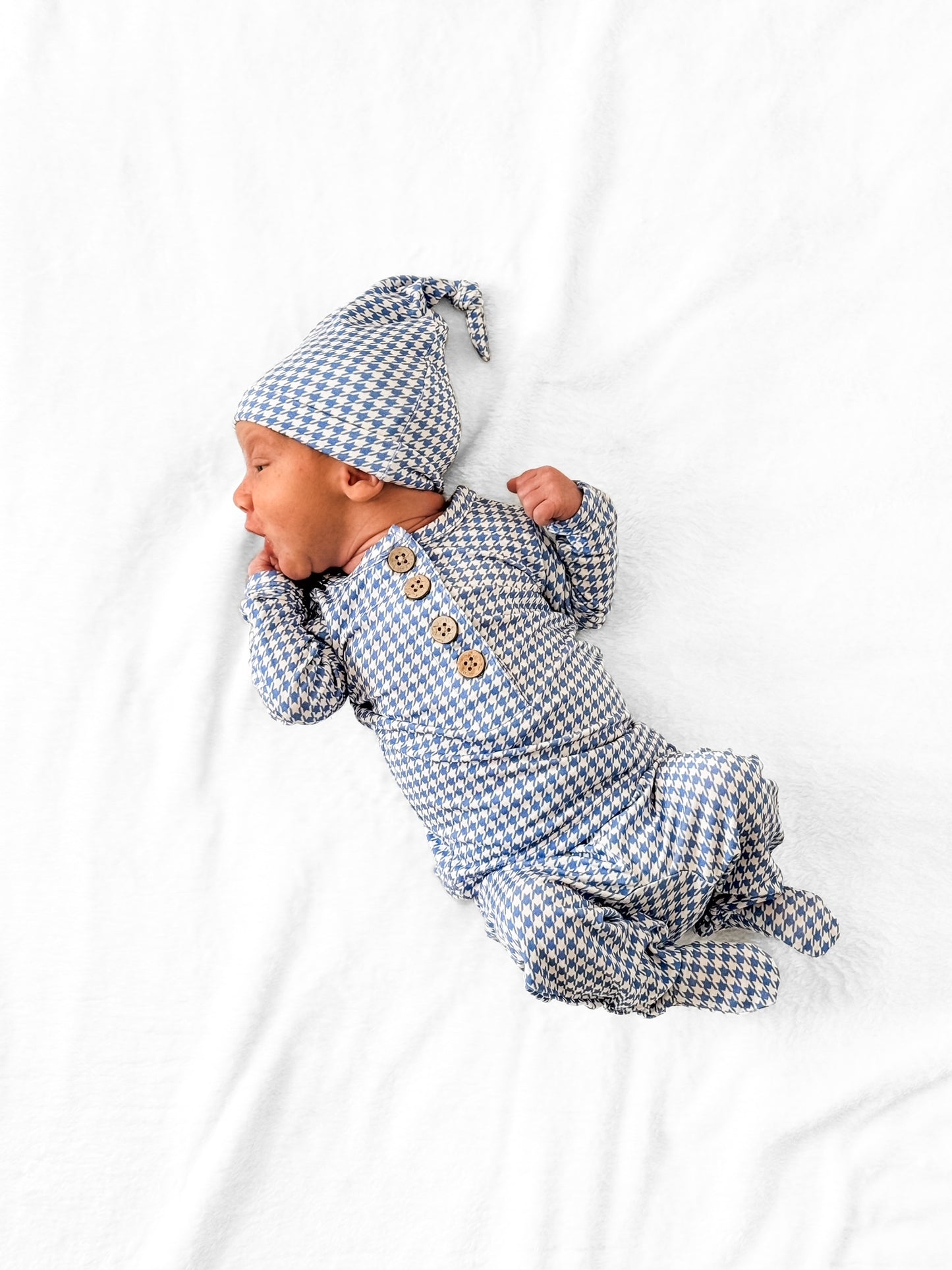 Top + Bottoms Set - Blue Houndstooth