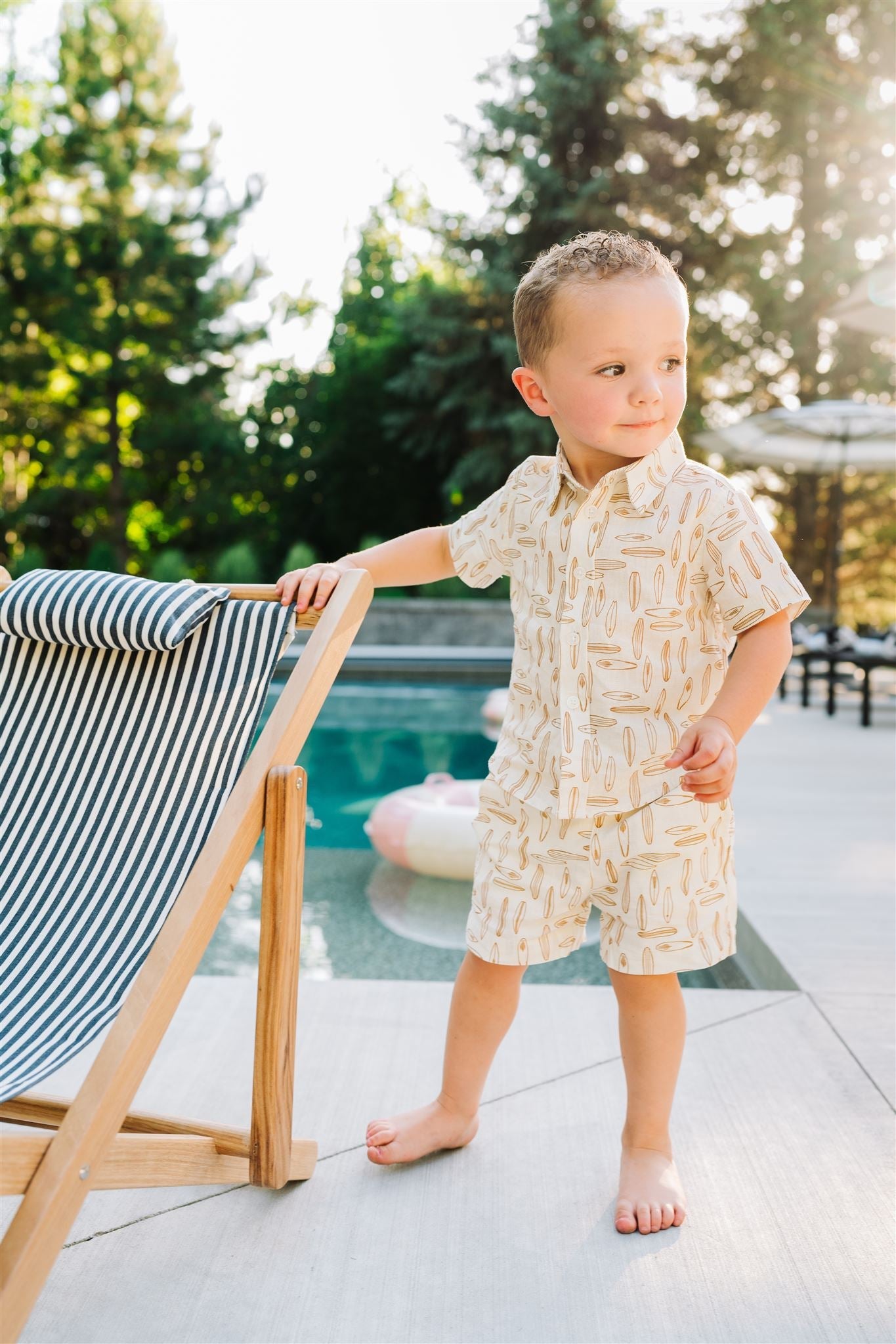 Mebie Baby Linen Button Up Shirt - Surfboard