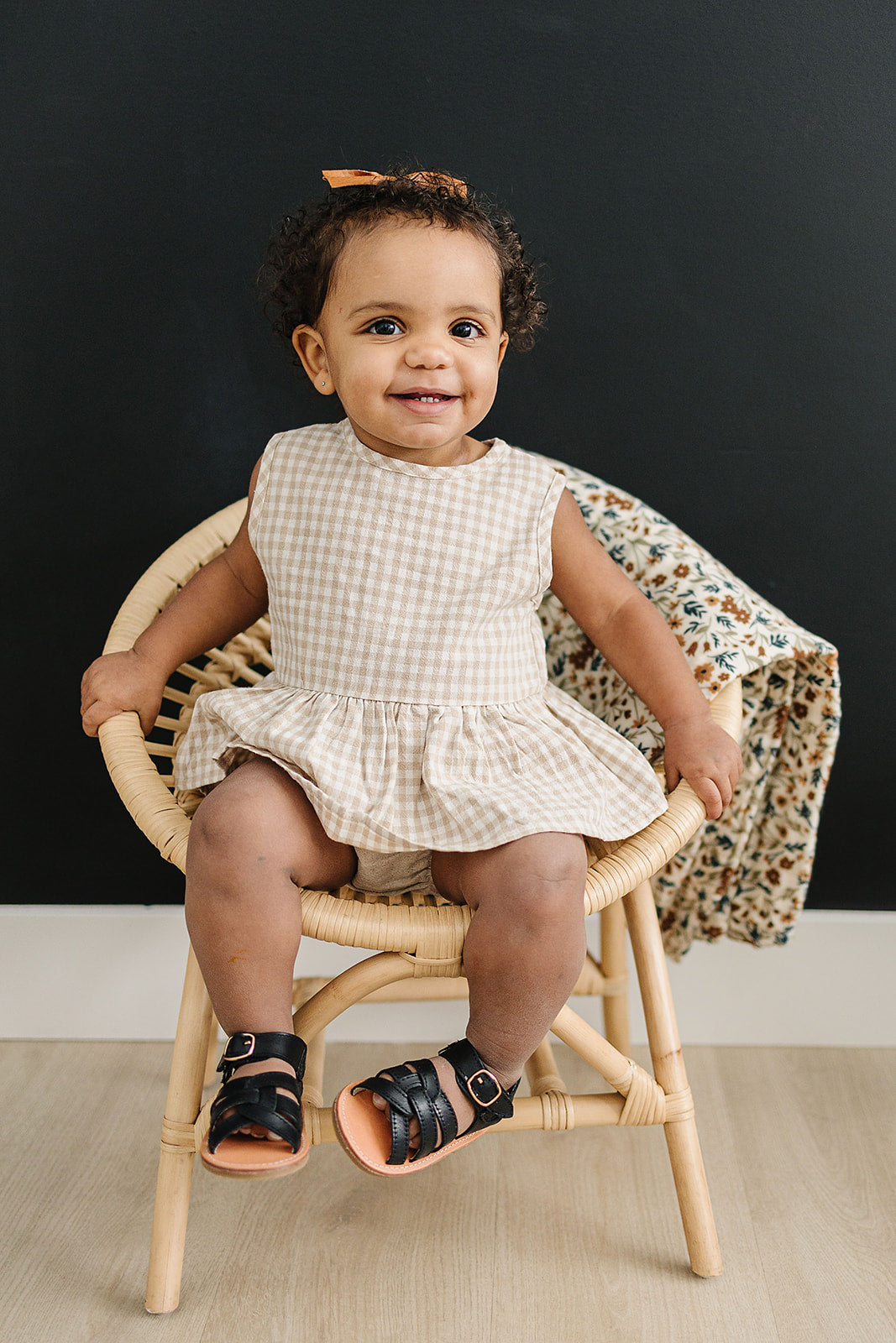 Mebie Baby Peplum Set - Oatmeal Gingham