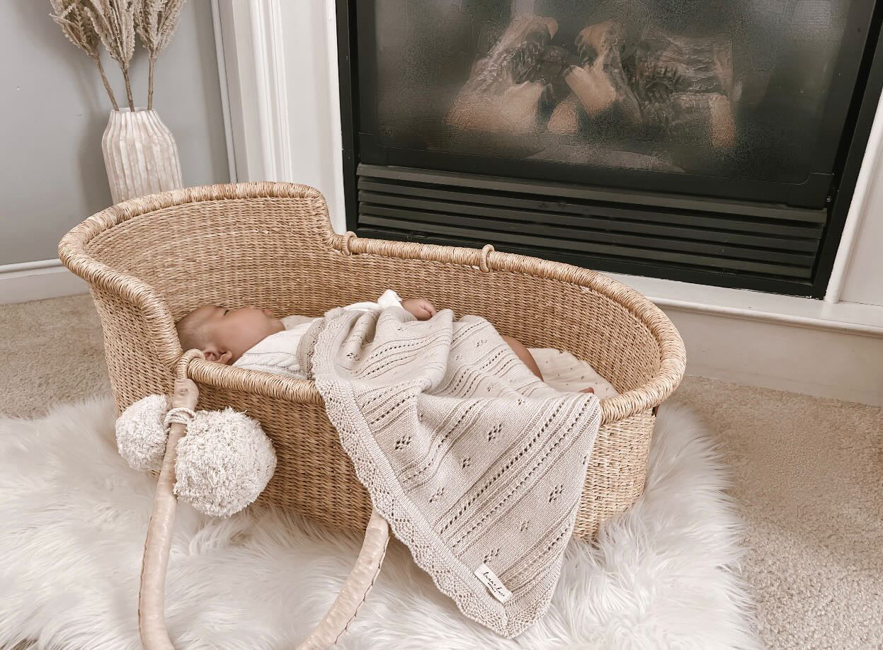 Luna + Luca Pointelle Baby Blanket - Beige - Atara & Co