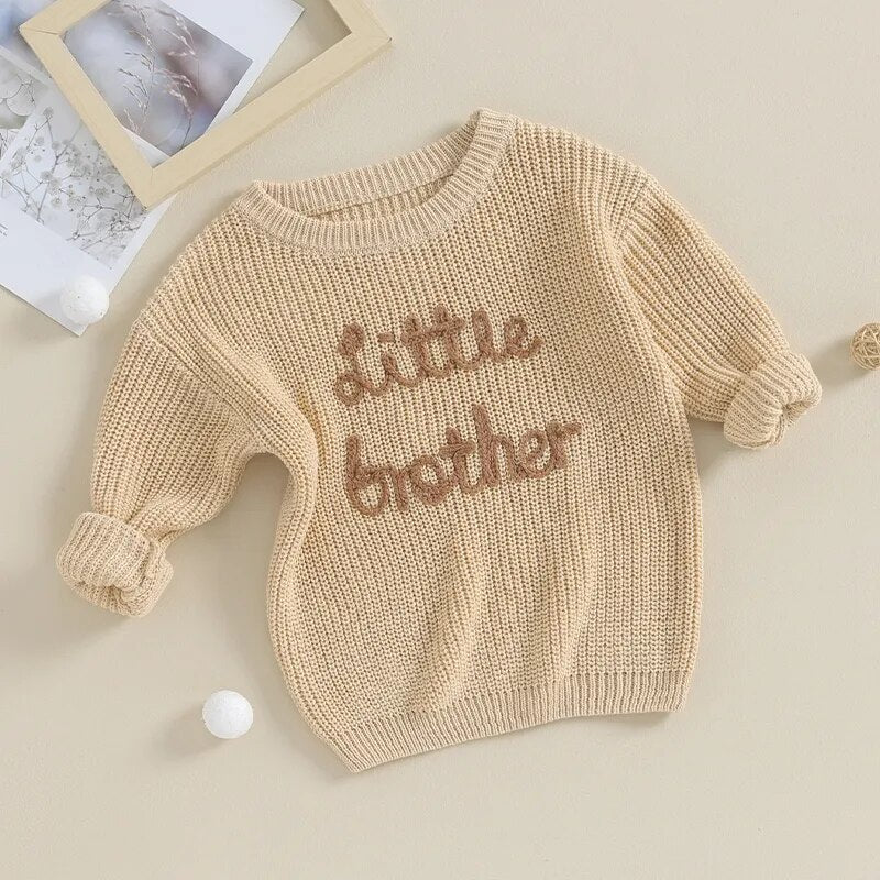 'Little Brother' Embroidered Knit Sweater - Atara & Co