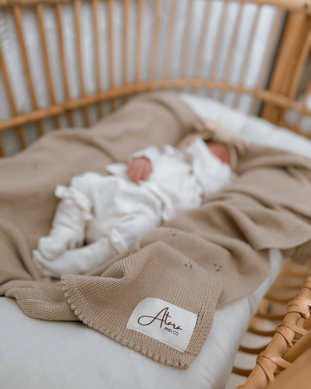 Pointelle Knit Baby Blanket - Beige