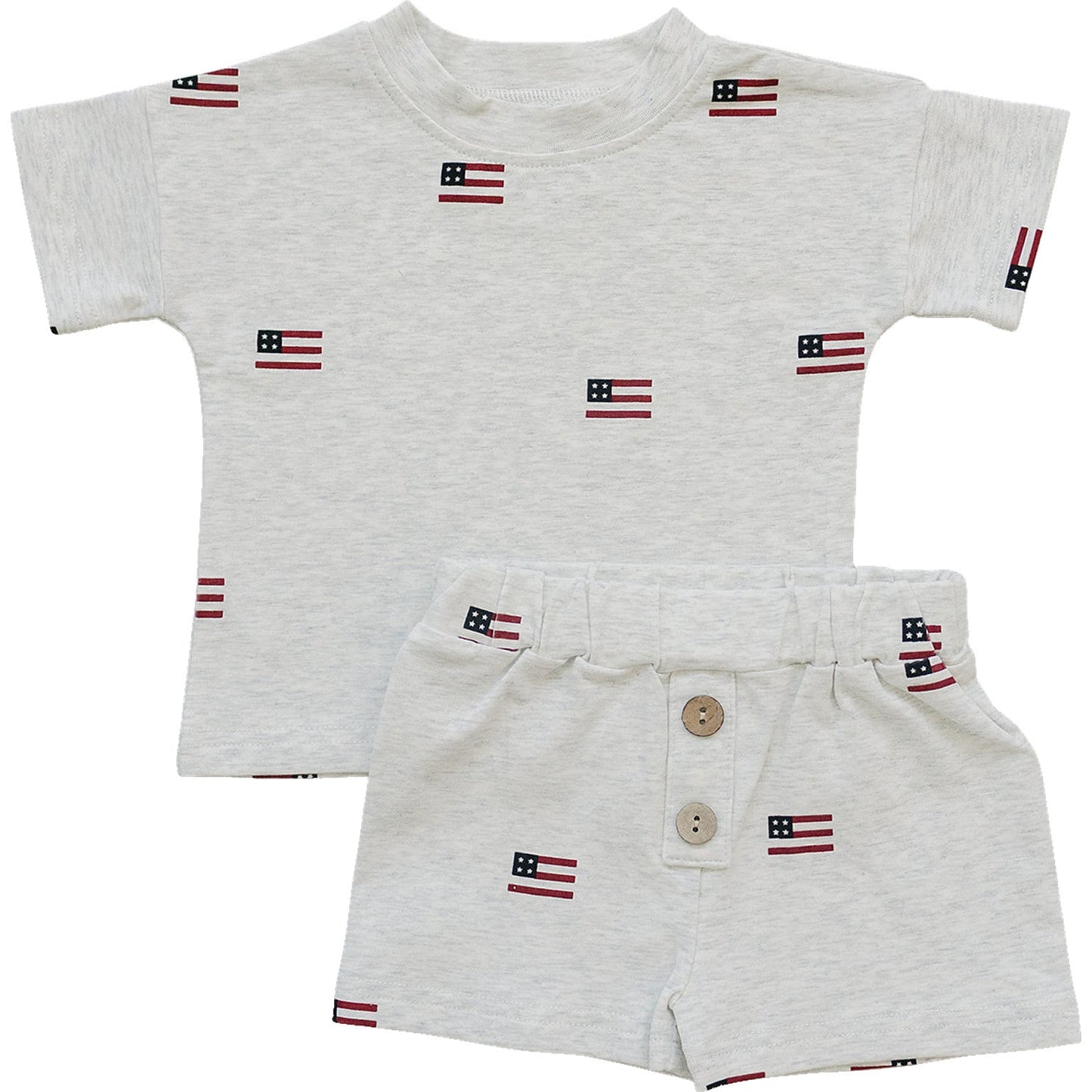Mebie Baby Flag Button Short Set