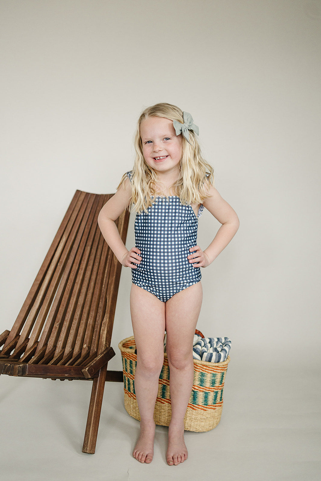 Mebie Baby Navy Gingham One-Piece