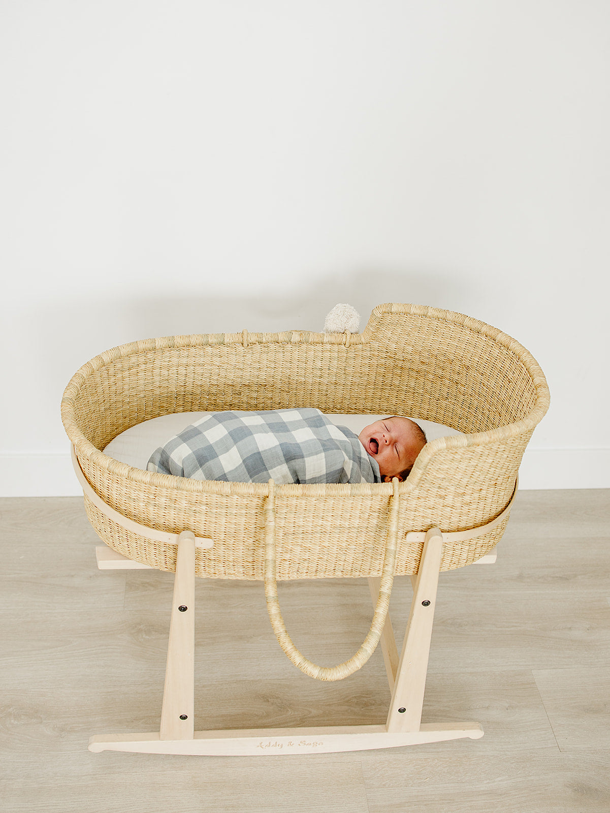 Mebei Baby Muslin Swaddle Blanket - Dusty Blue Gingham