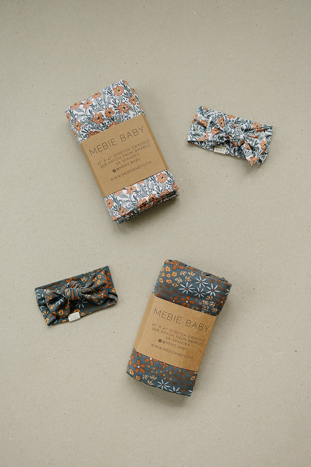 Mebie Baby Bamboo Stretch Swaddle - Navy Floral - Atara & Co