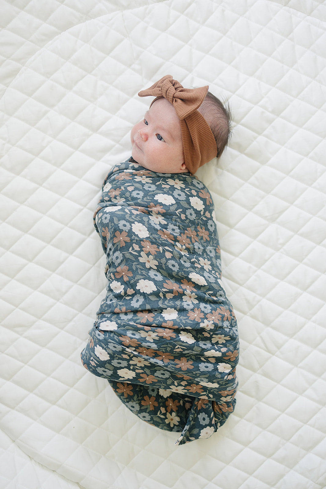 Mebie Baby Muslin Swaddle - Midnight Floral - Atara & Co