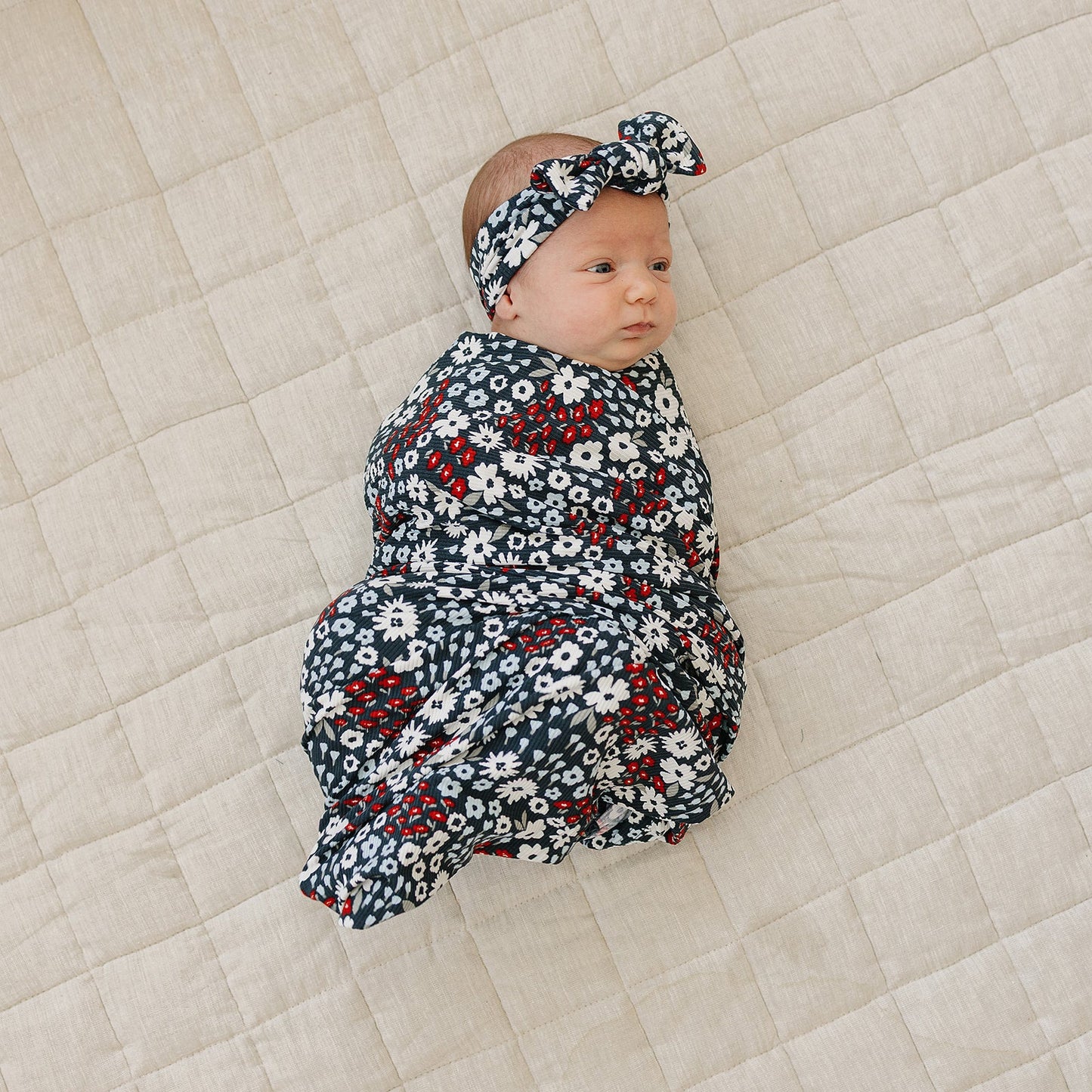 Mebie Baby Americana Floral Stretch Swaddle