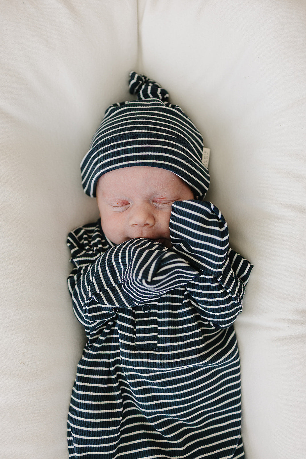 Mebie Baby Navy Stripes Bamboo Knot Gown