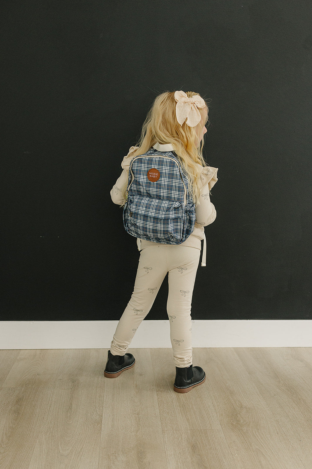 Mebie Baby Mini Backpack - Navy Plaid