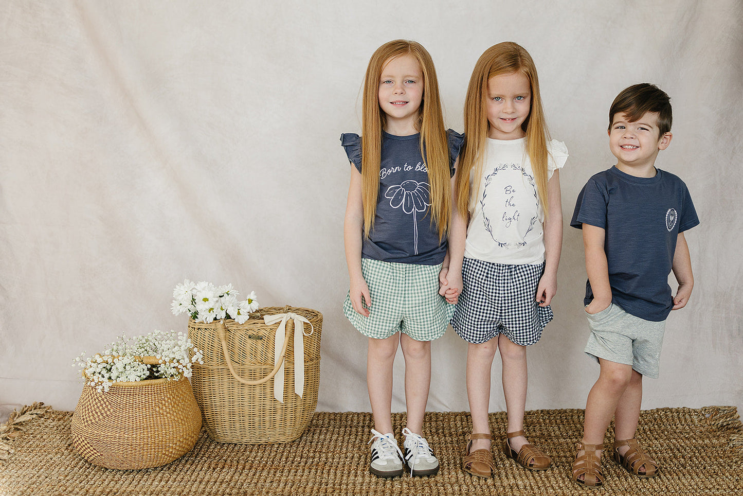 Mebie Baby Shorts - Navy Gingham