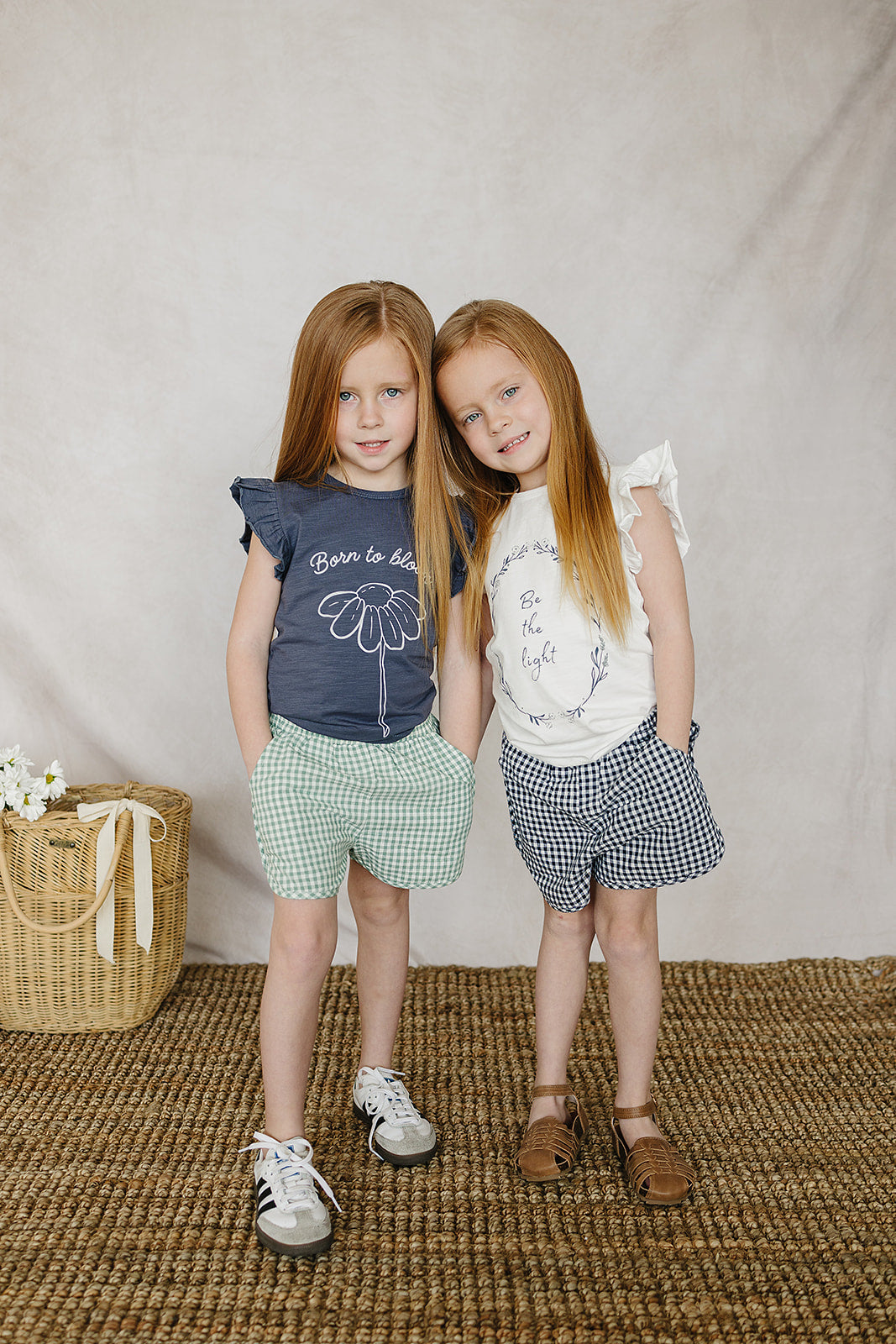 Mebie Baby Shorts - Navy Gingham