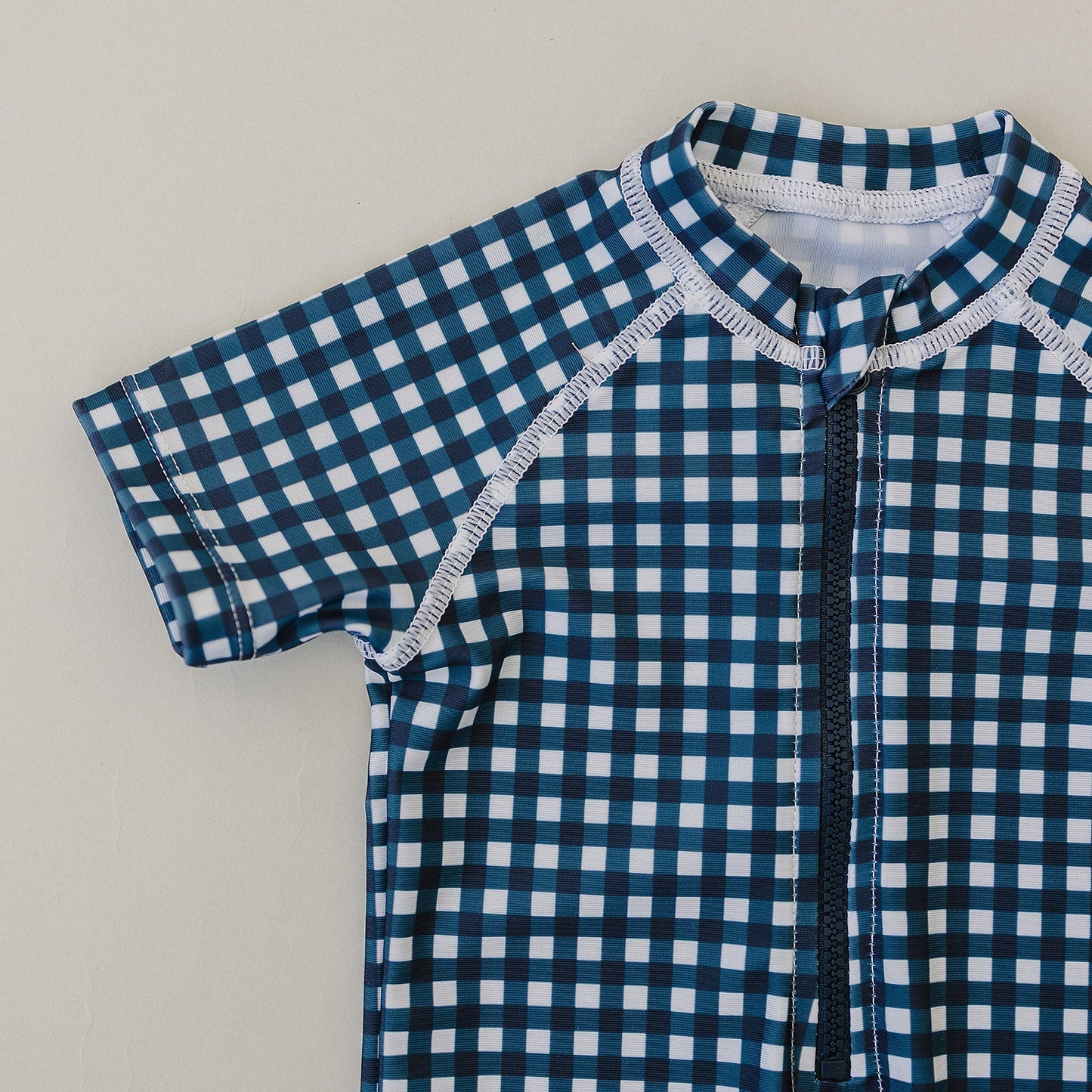 Mebie Baby Navy Gingham Zipper Swimsuit