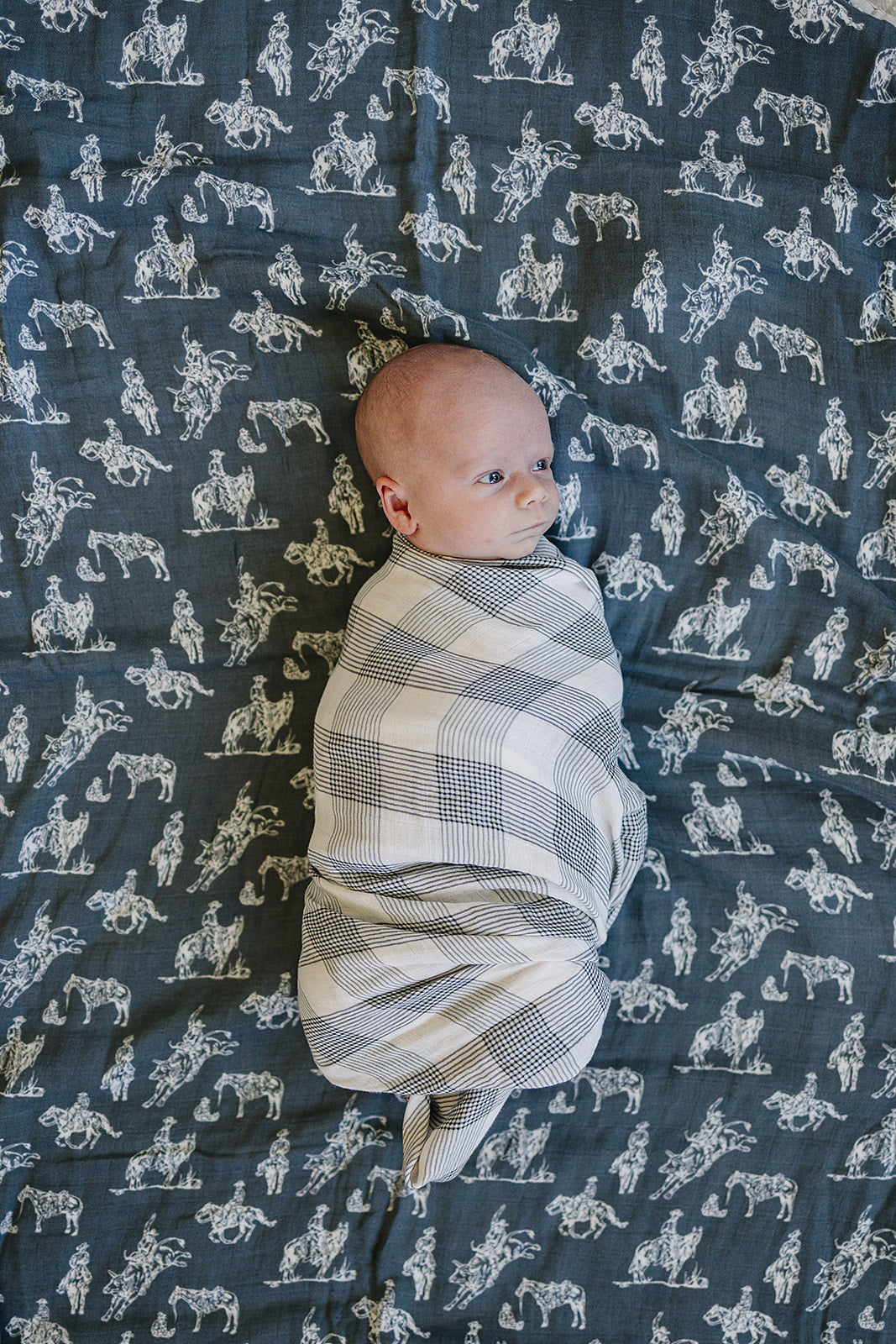 Mebie Baby Muslin Swaddle Blanket - Coastal Plaid