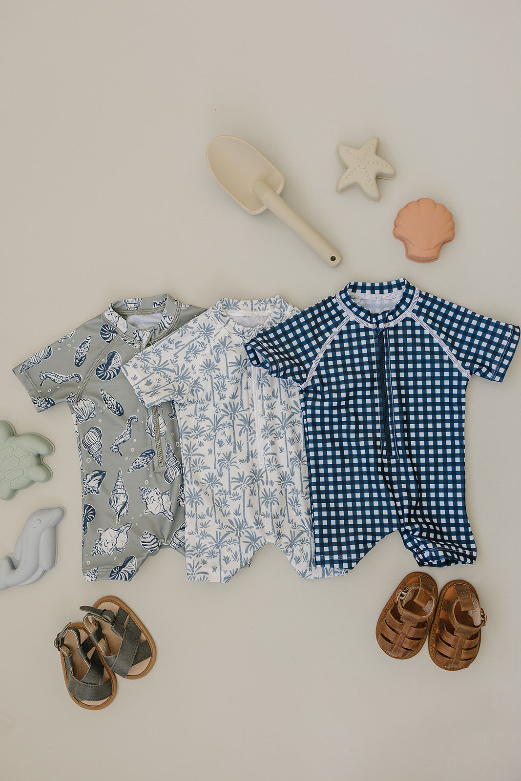 Mebie Baby Navy Gingham Zipper Swimsuit