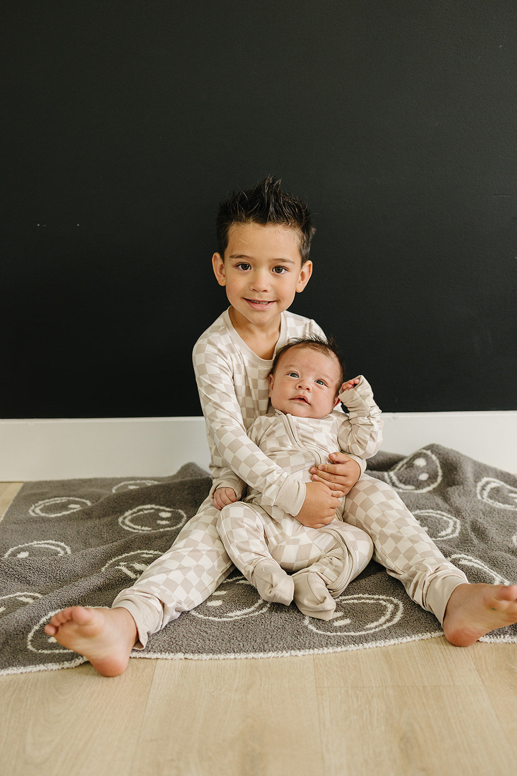 Mebie Baby Bamboo Romper - Taupe Checkered