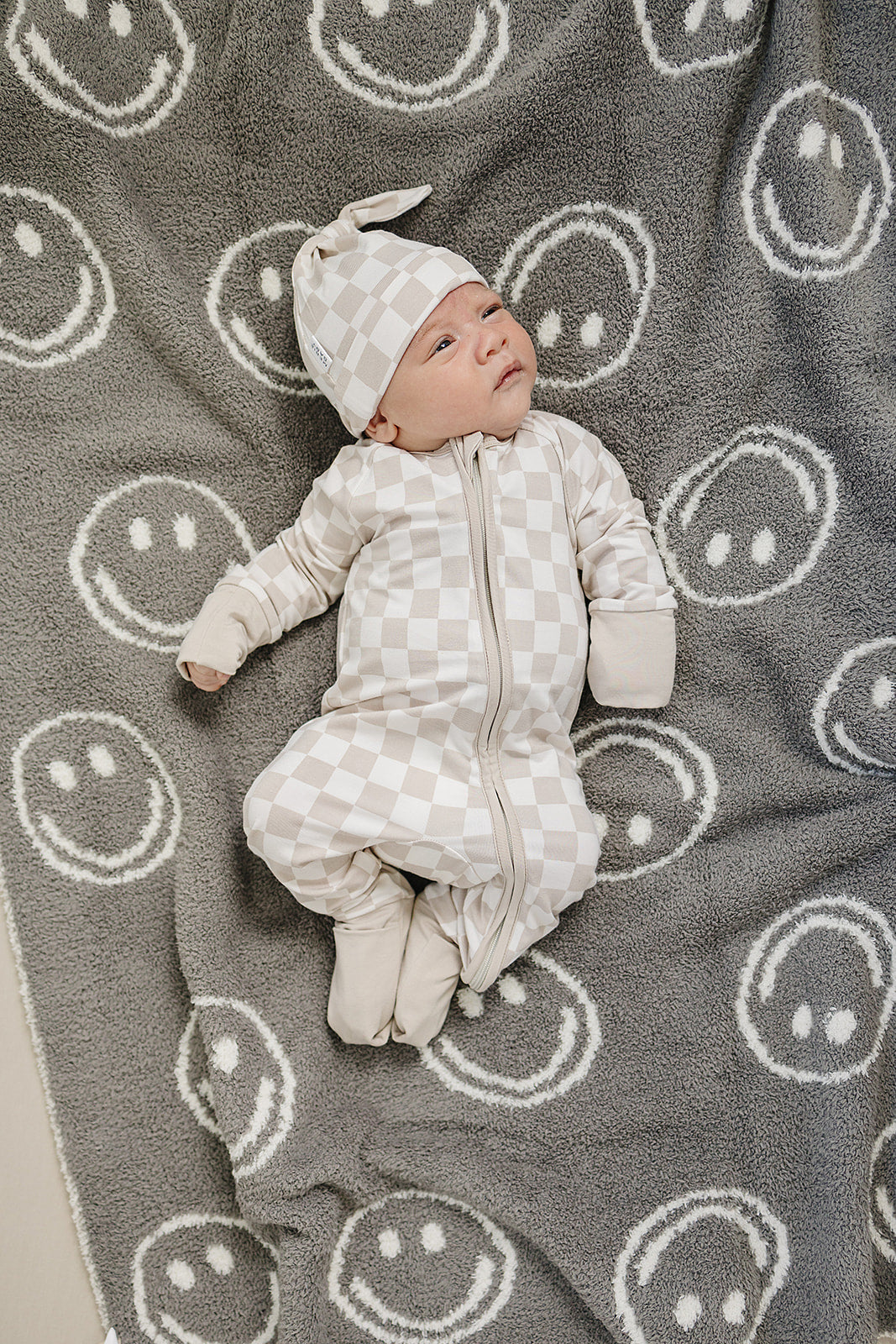 Mebie Baby Bamboo Romper - Taupe Checkered
