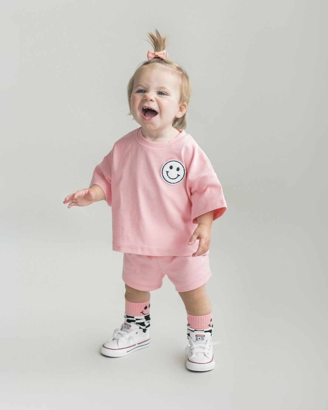 LPK Smiley Shorts Set - Pink Peach