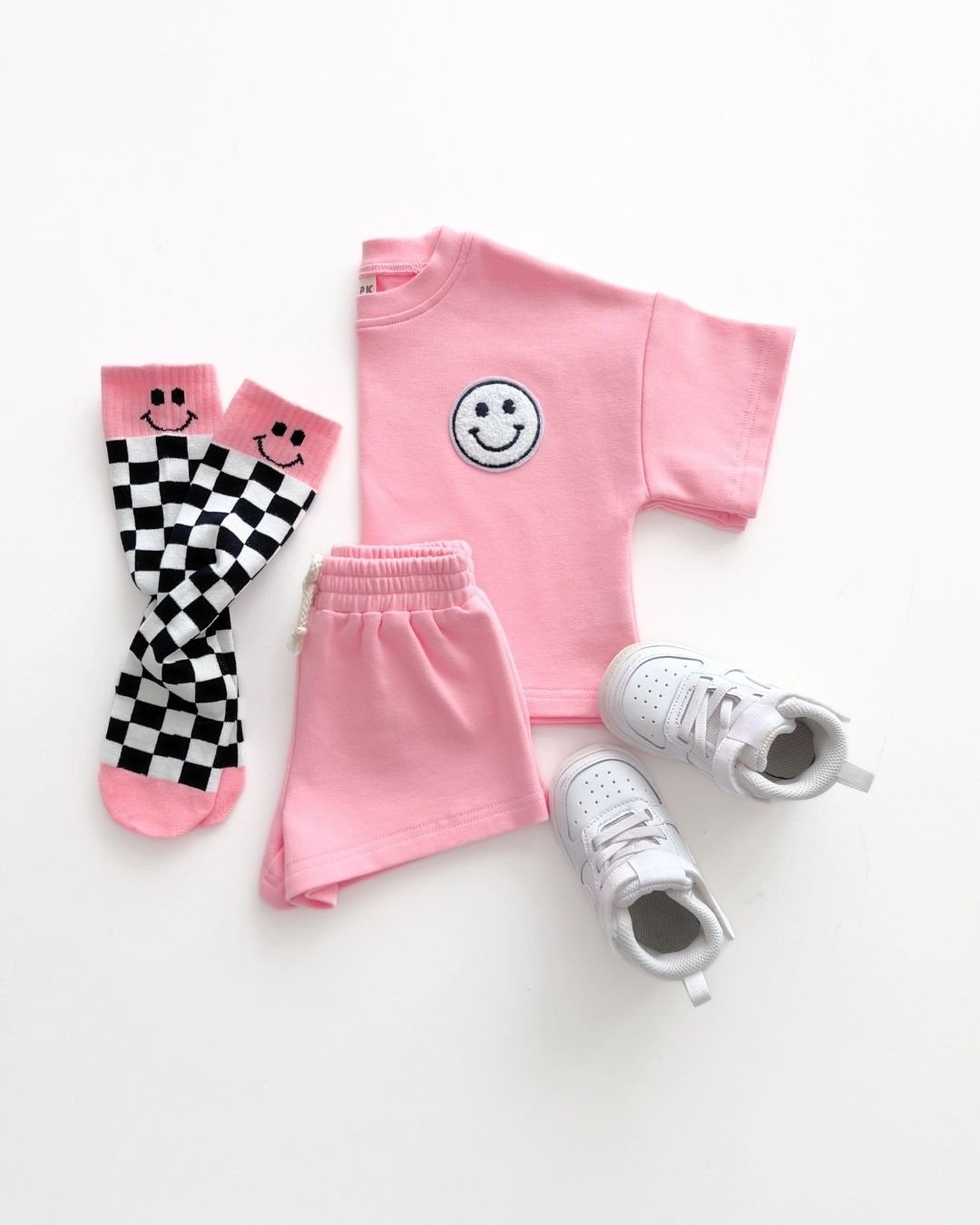 LPK Smiley Shorts Set - Pink Peach