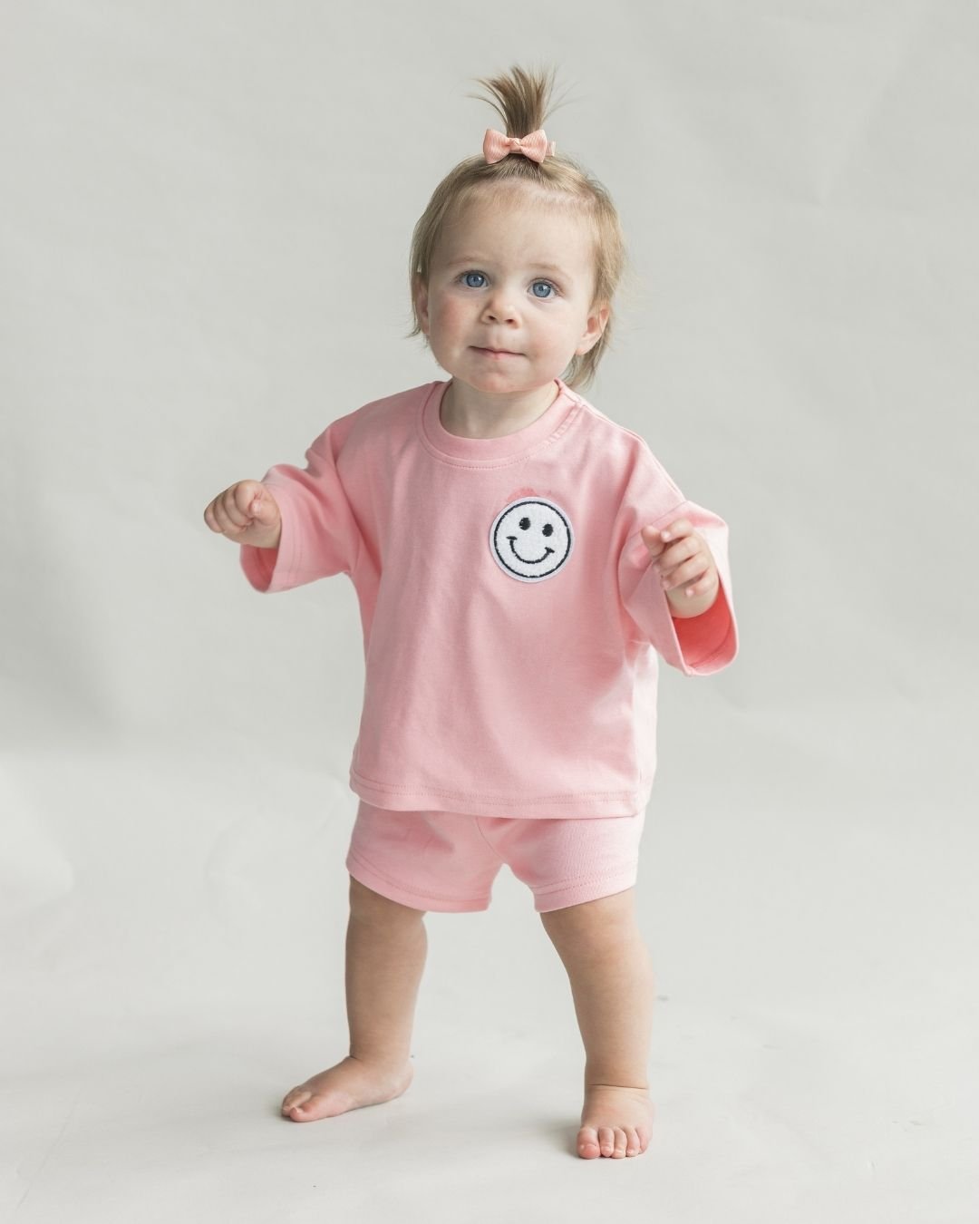 LPK Smiley Shorts Set - Pink Peach