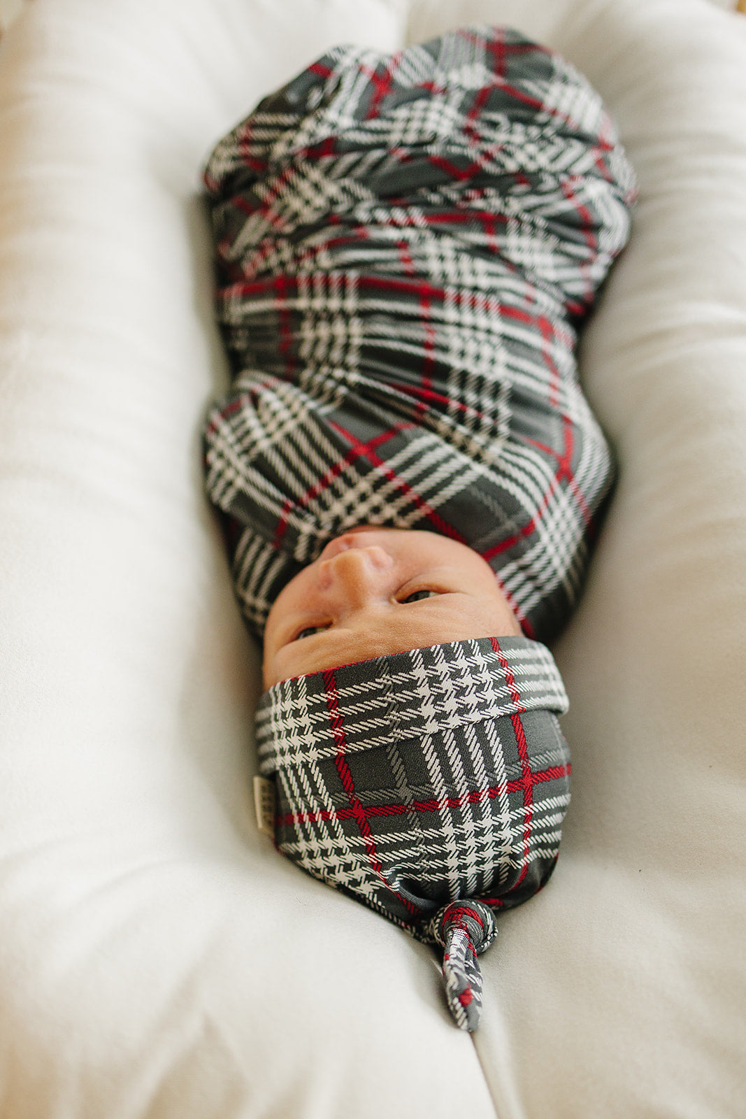 Mebie Baby Newborn Knot Hat - Green Plaid - Atara & Co