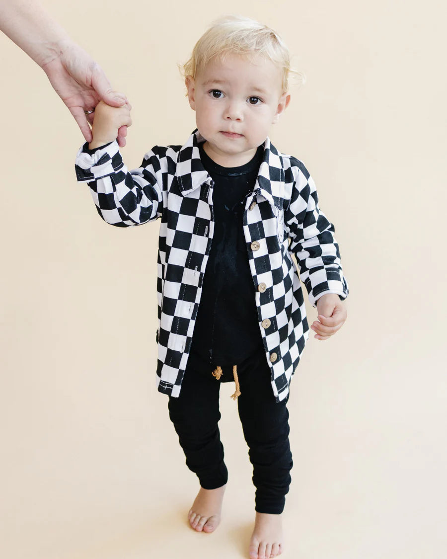 LPK Cotton Shacket - Smiley Checkered Black - Atara & Co