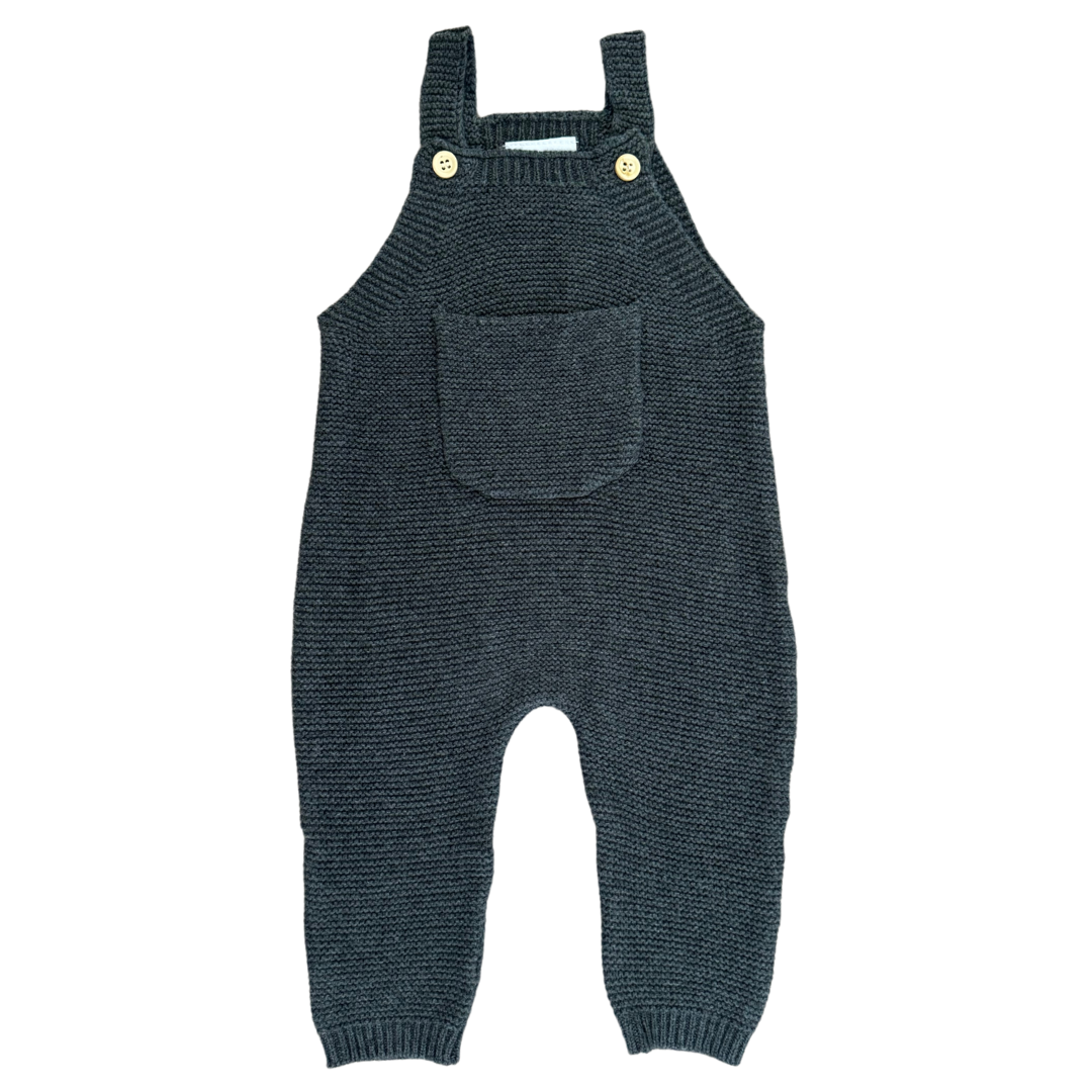 Mebie Baby Charcoal Knit Overalls - Atara & Co