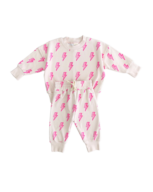 LPK Jogger Set - Pink Bolts - Atara & Co