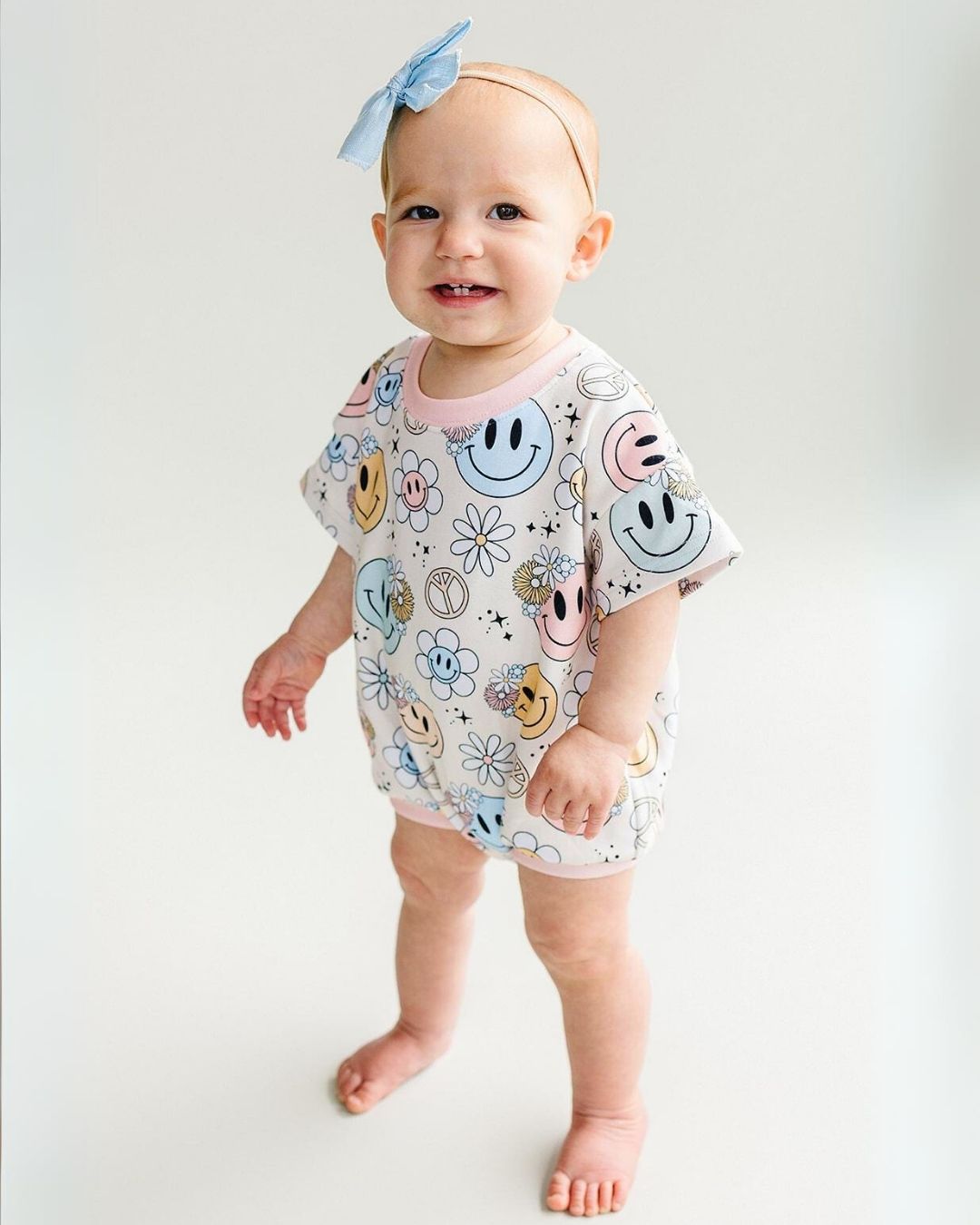 LPK Short Sleeve Bubble Romper - Groovy Girl - Atara & Co