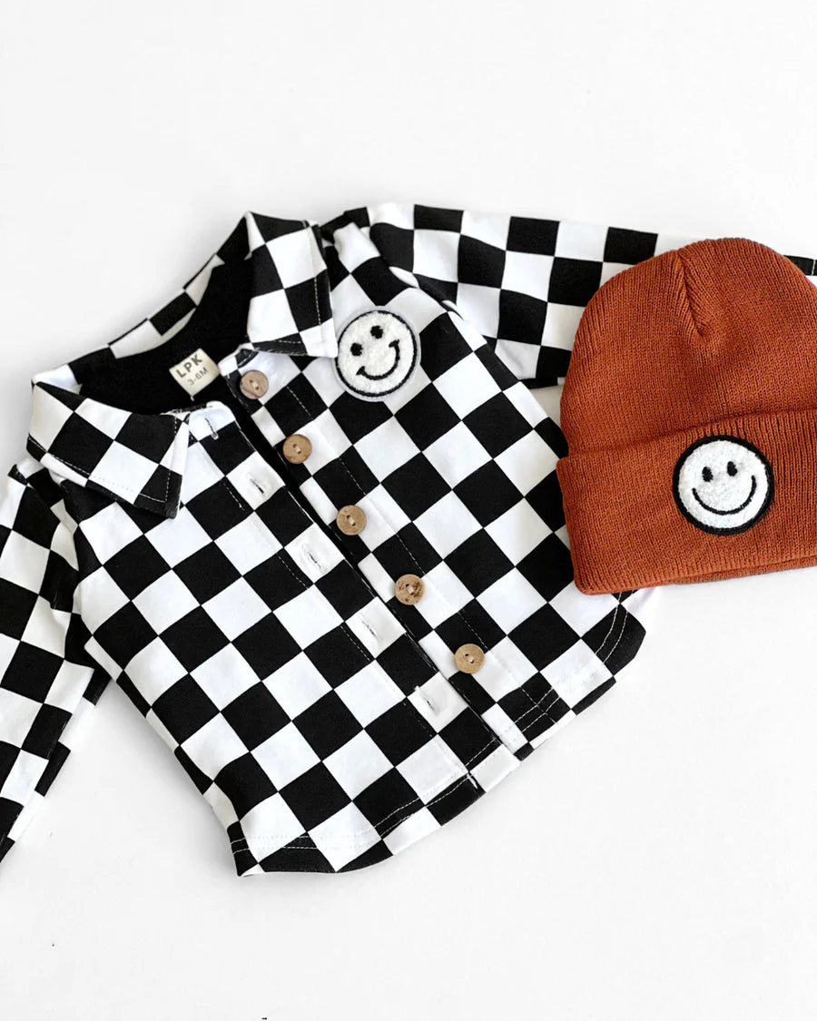 LPK Cotton Shacket - Smiley Checkered Black - Atara & Co