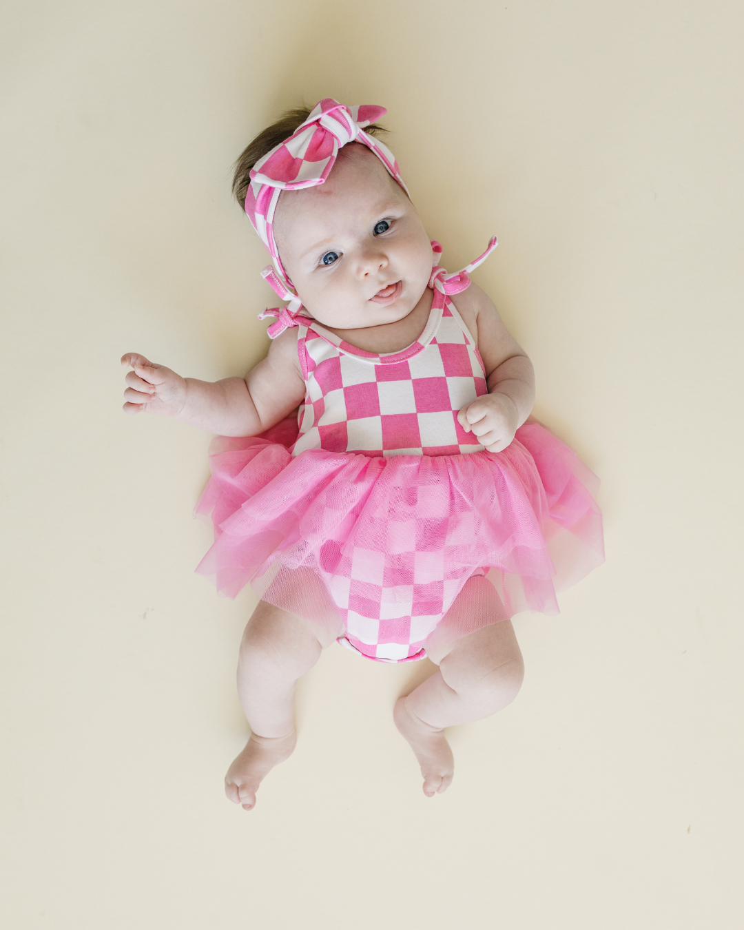 LPK Tutu Romper - Checkered Bubble Gum - Atara & Co