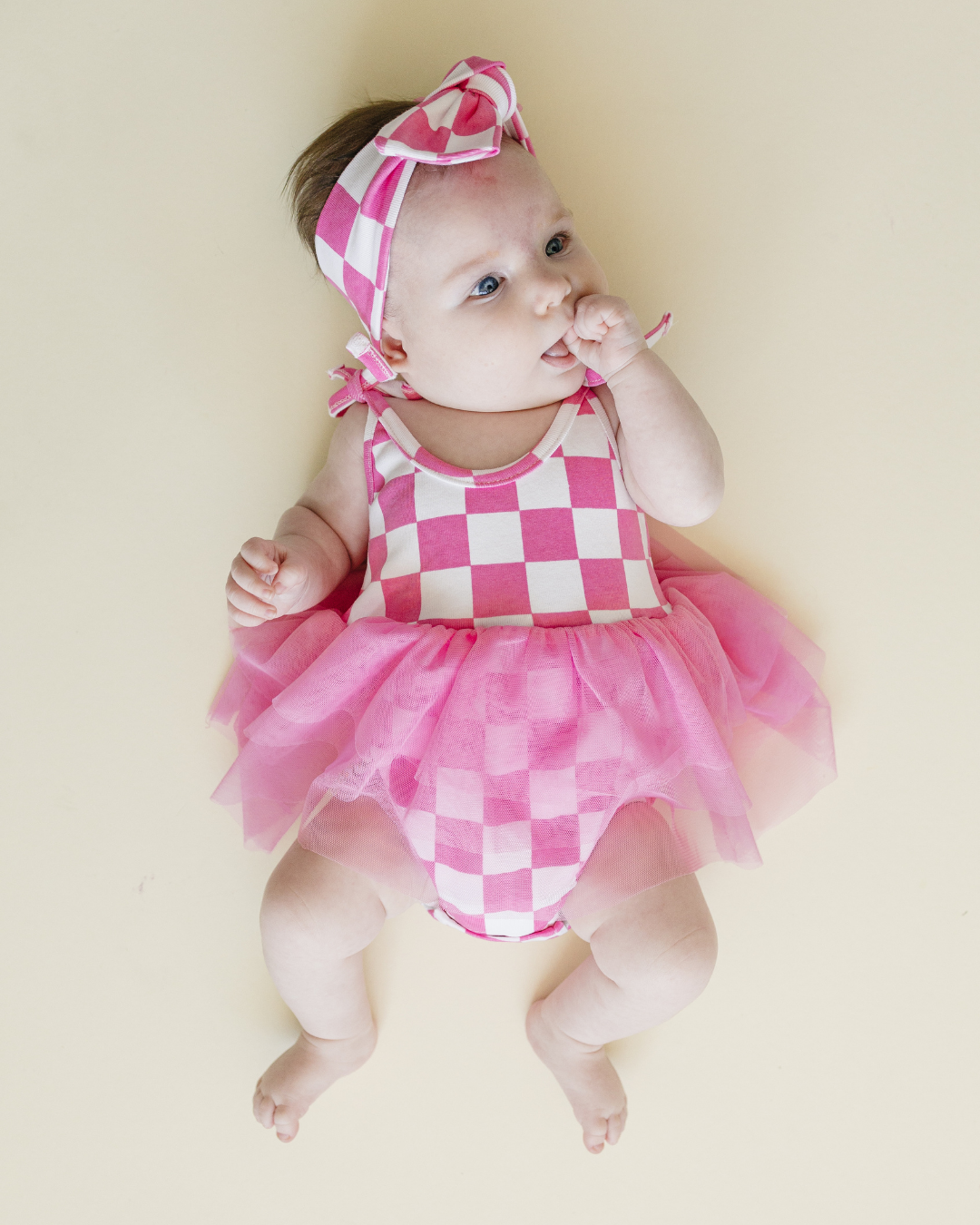 LPK Tutu Romper - Checkered Bubble Gum - Atara & Co