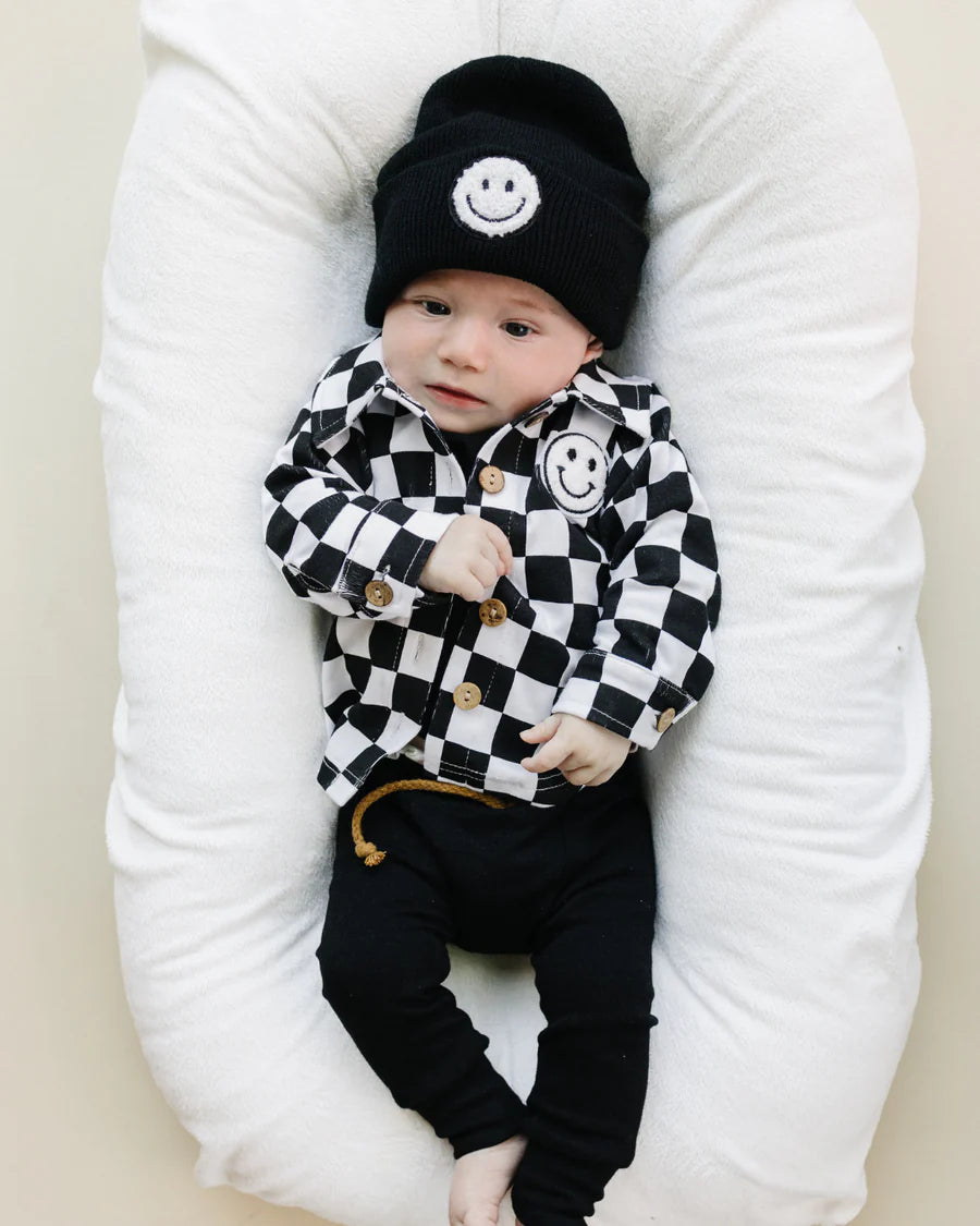 LPK Cotton Shacket - Smiley Checkered Black - Atara & Co