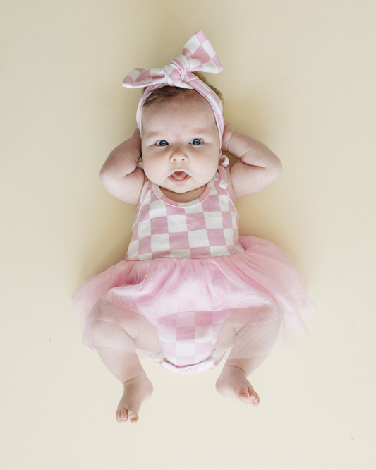 LPK Tutu Romper - Checkered Pink - Atara & Co