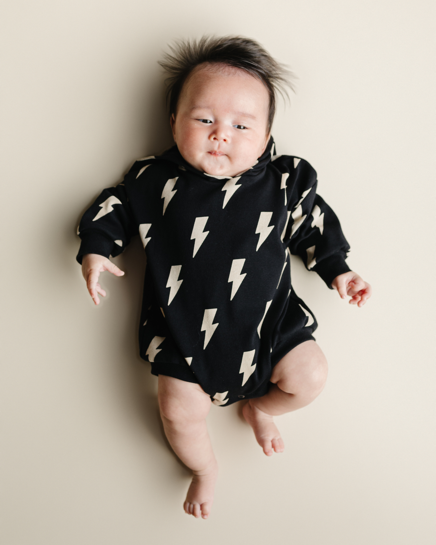 LPK Hooded Bubble Romper - Black Bolts - Atara & Co