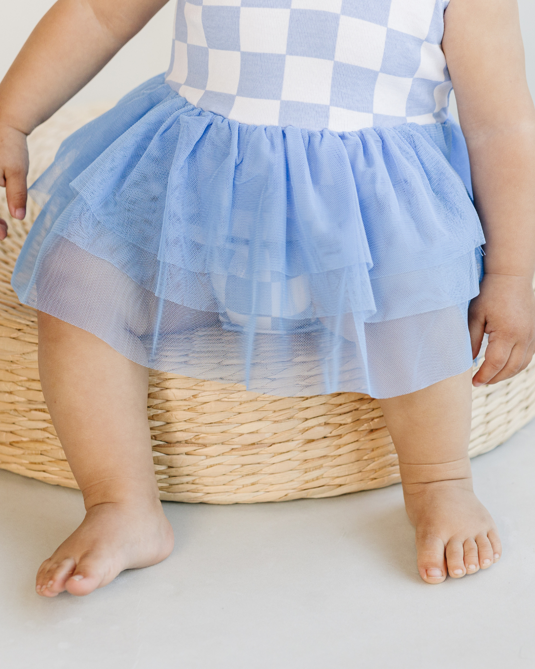 LPK Tutu Romper - Checkered Blue - Atara & Co