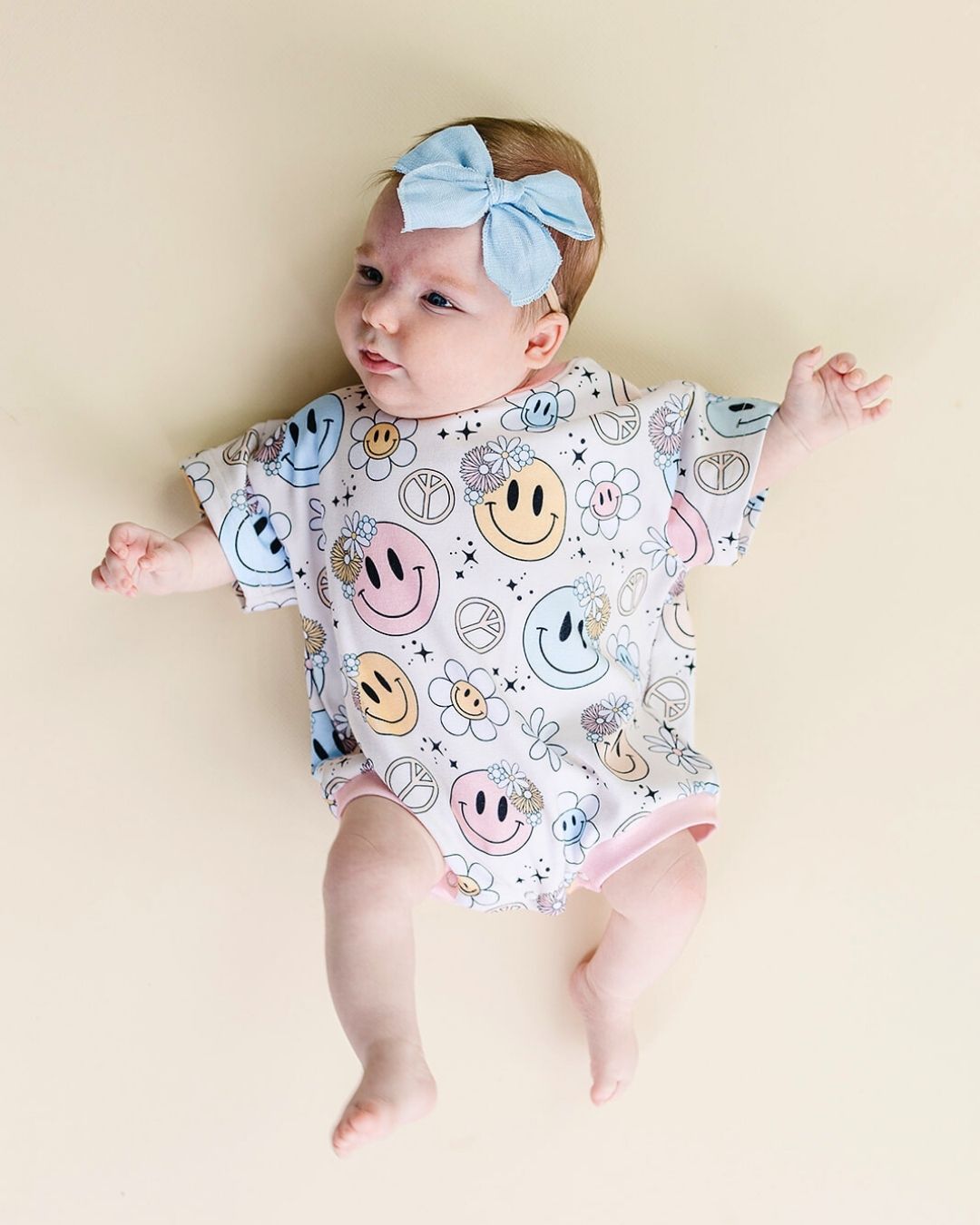 LPK Short Sleeve Bubble Romper - Groovy Girl - Atara & Co