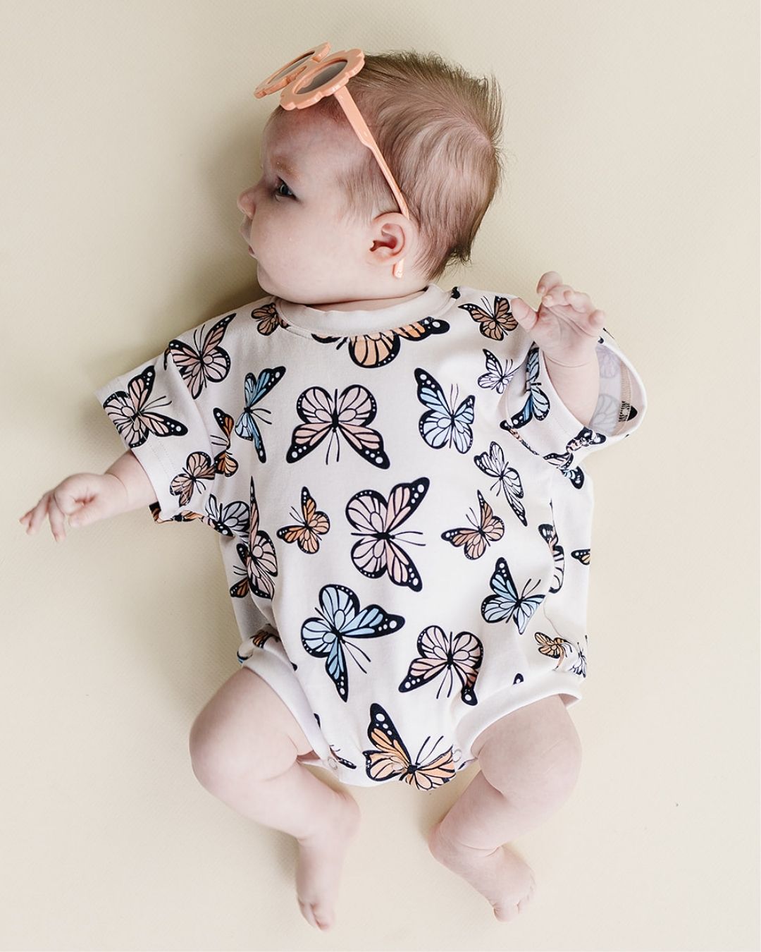 LPK Short Sleeve Bubble Romper - Butterflies - Atara & Co