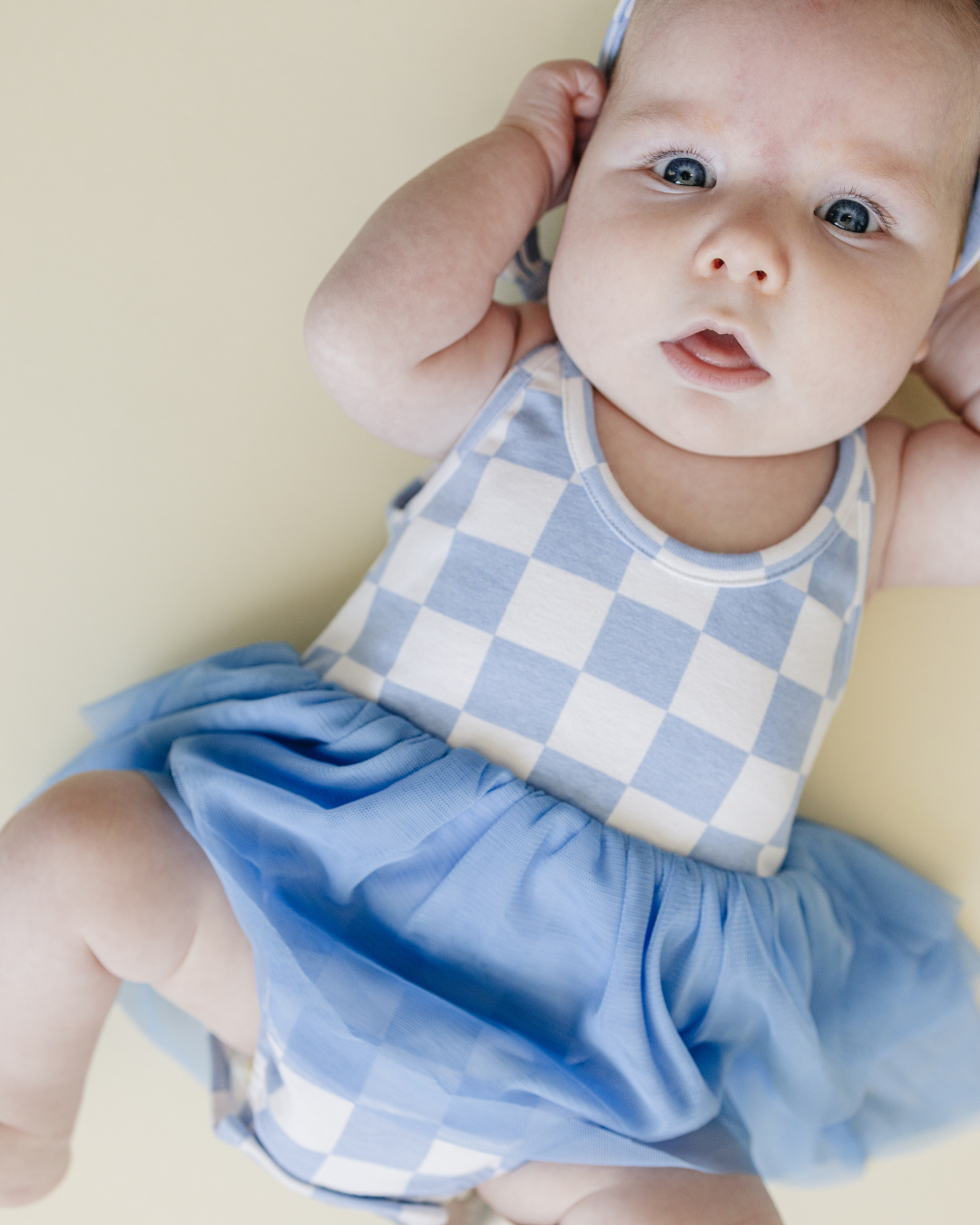 LPK Tutu Romper - Checkered Blue - Atara & Co