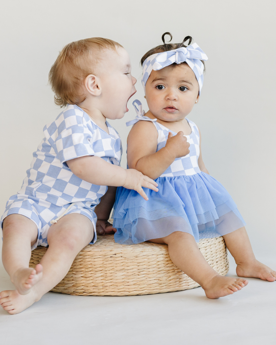 LPK Tutu Romper - Checkered Blue - Atara & Co