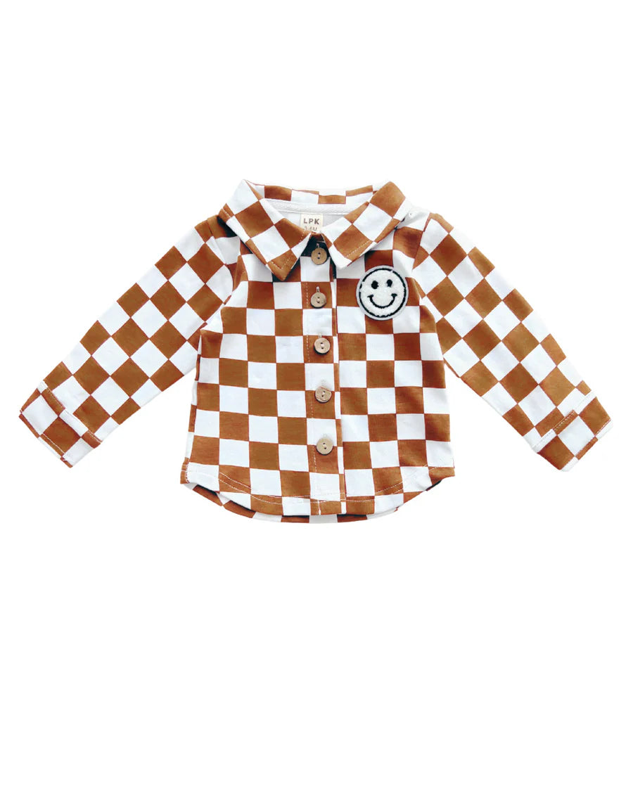 LPK Cotton Shacket - Smiley Checkered Copper - Atara & Co