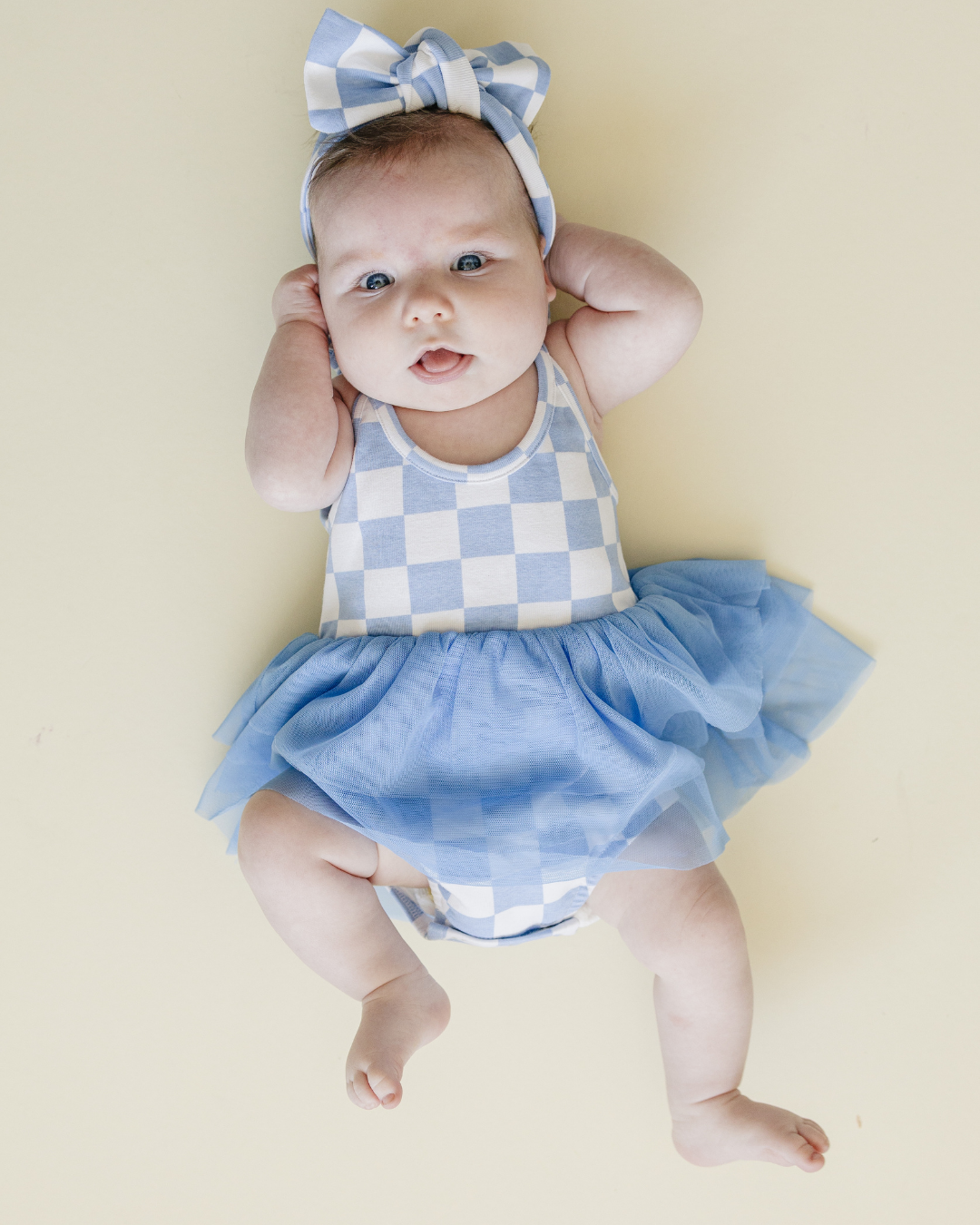 LPK Tutu Romper - Checkered Blue - Atara & Co