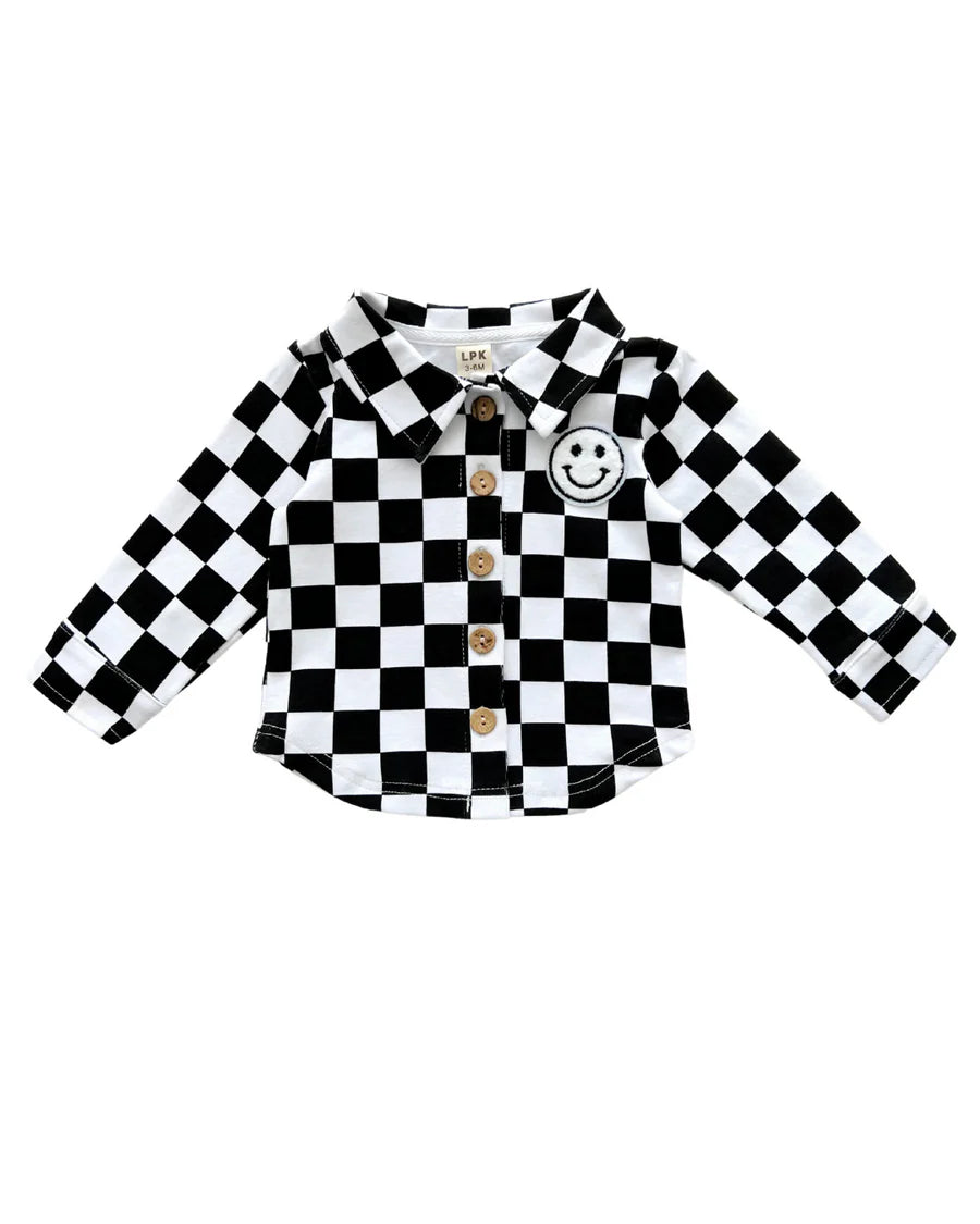 LPK Cotton Shacket - Smiley Checkered Black - Atara & Co